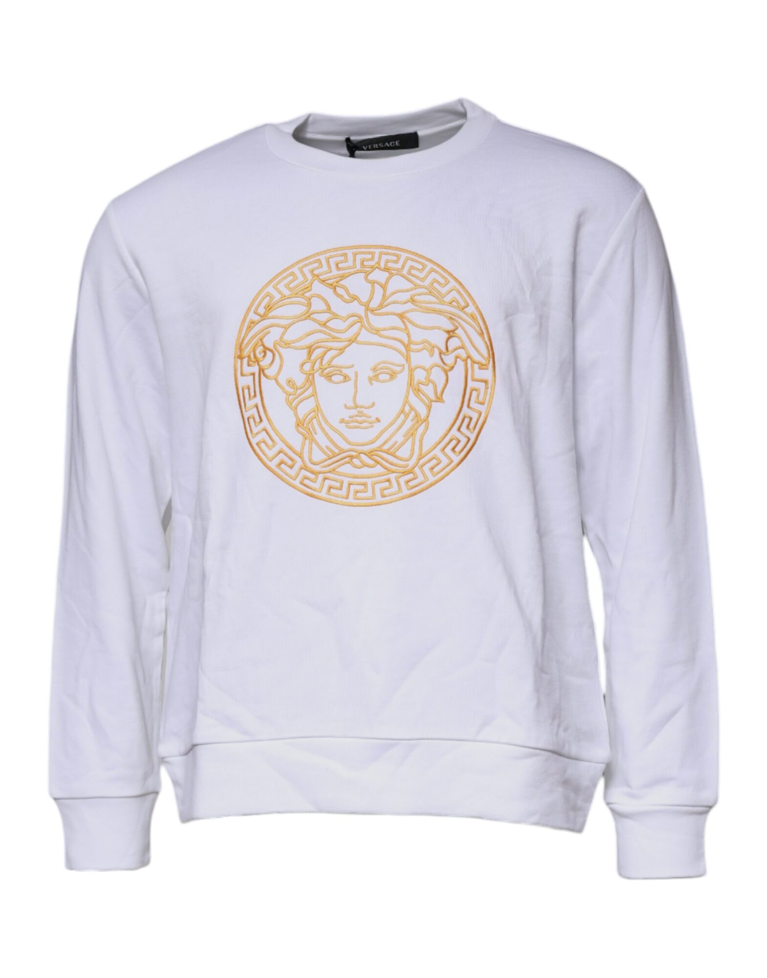 Versace - White Medusa Embroidery Crew Neck Pullover Sweater