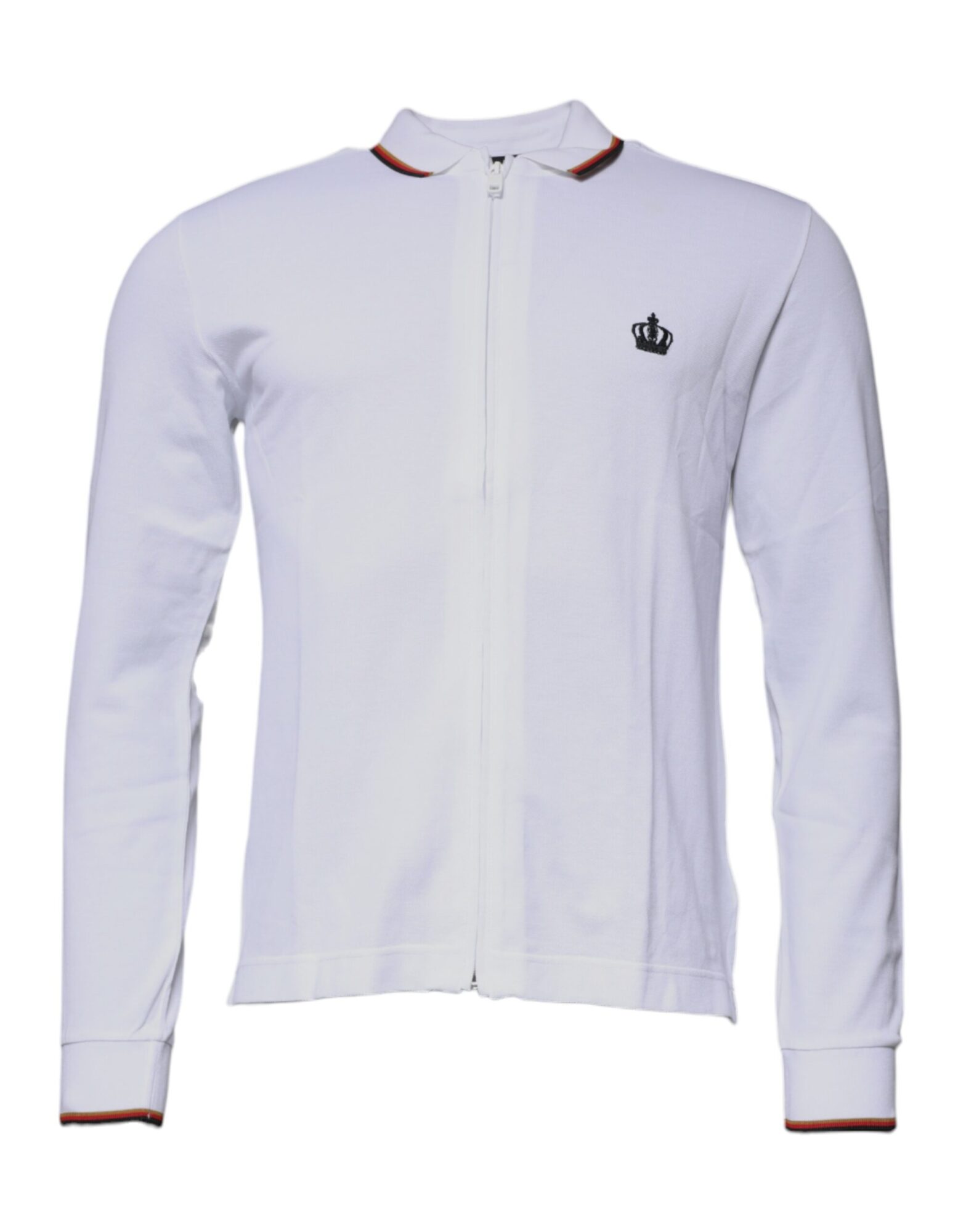 Dolce & Gabbana - White Crown Men Full Zip Sweatshirt Sweater