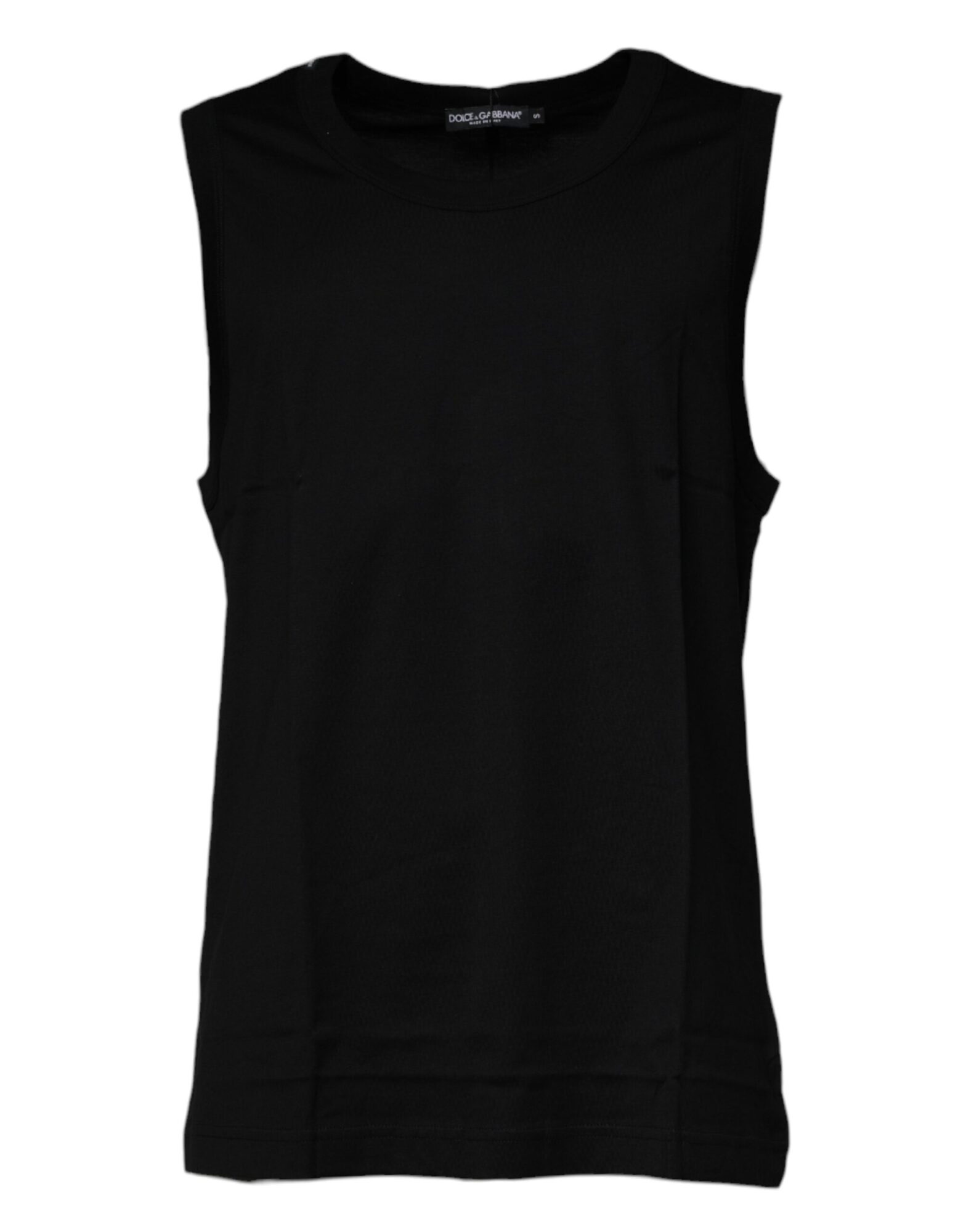Dolce & Gabbana - Black Cotton Round Neck Sleeveless T-shirt
