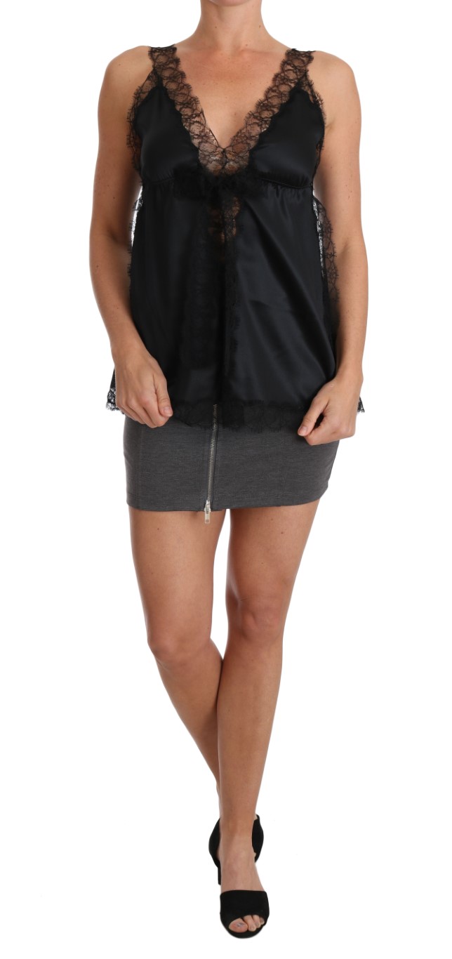 Dolce & Gabbana - Lingerie Cami Black Lace Silk Stretch