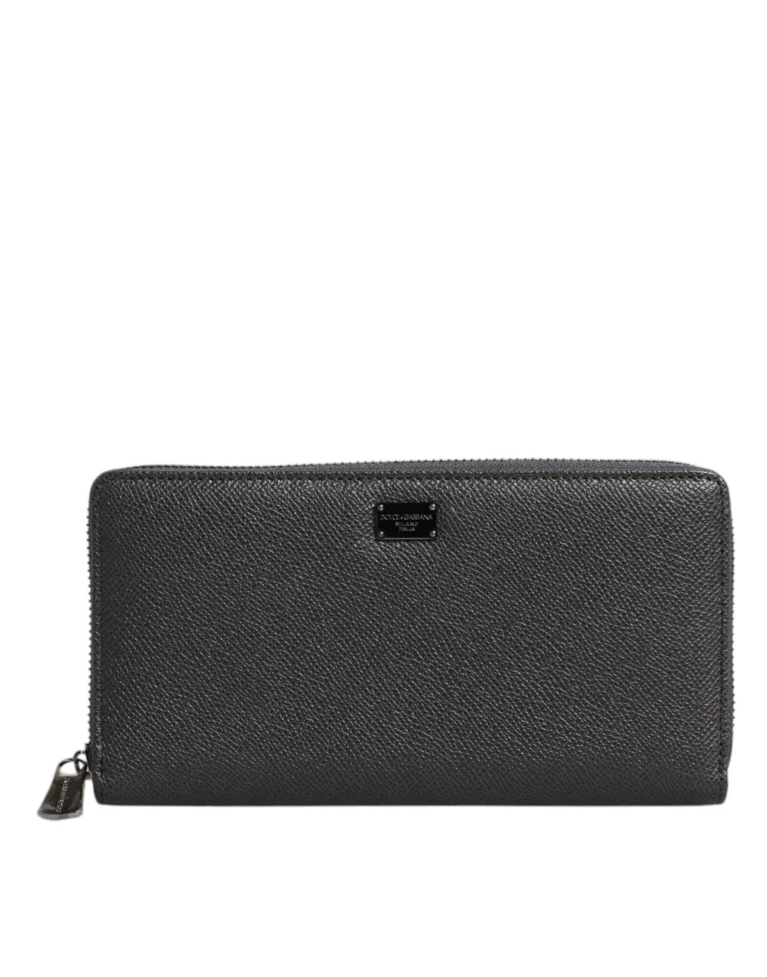 Dolce & Gabbana - Dark Gray Leather DG Logo Zip Around Continental Wallet