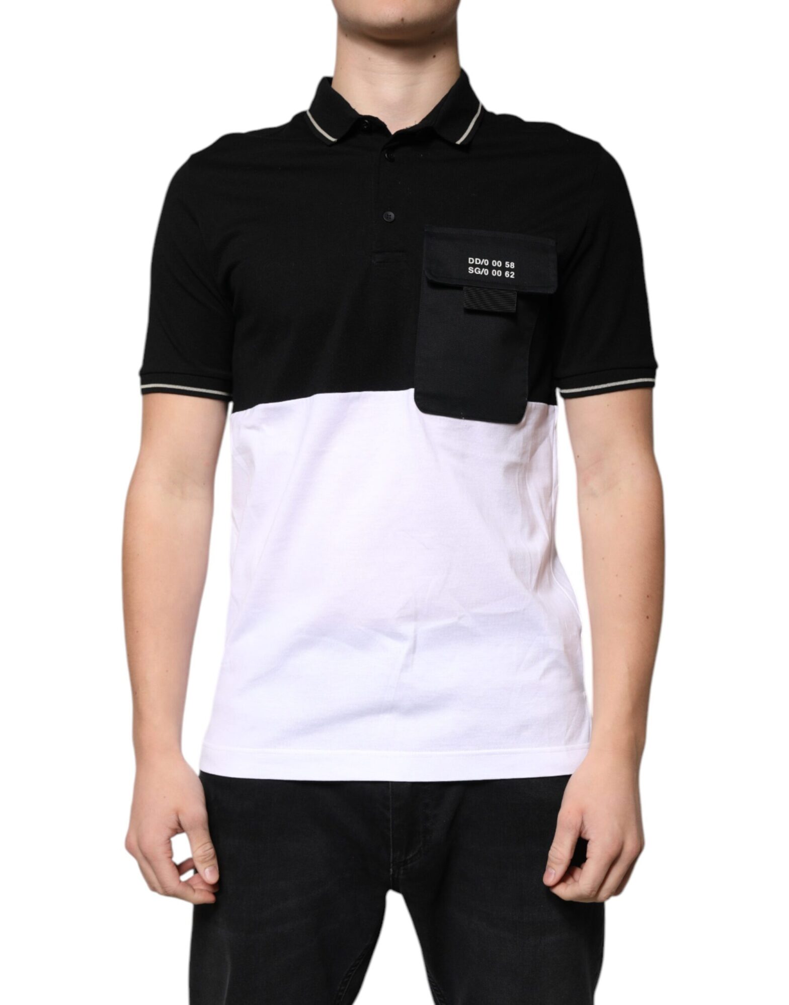 Dolce & Gabbana - Black White Cotton Short Sleeves Polo T-shirt