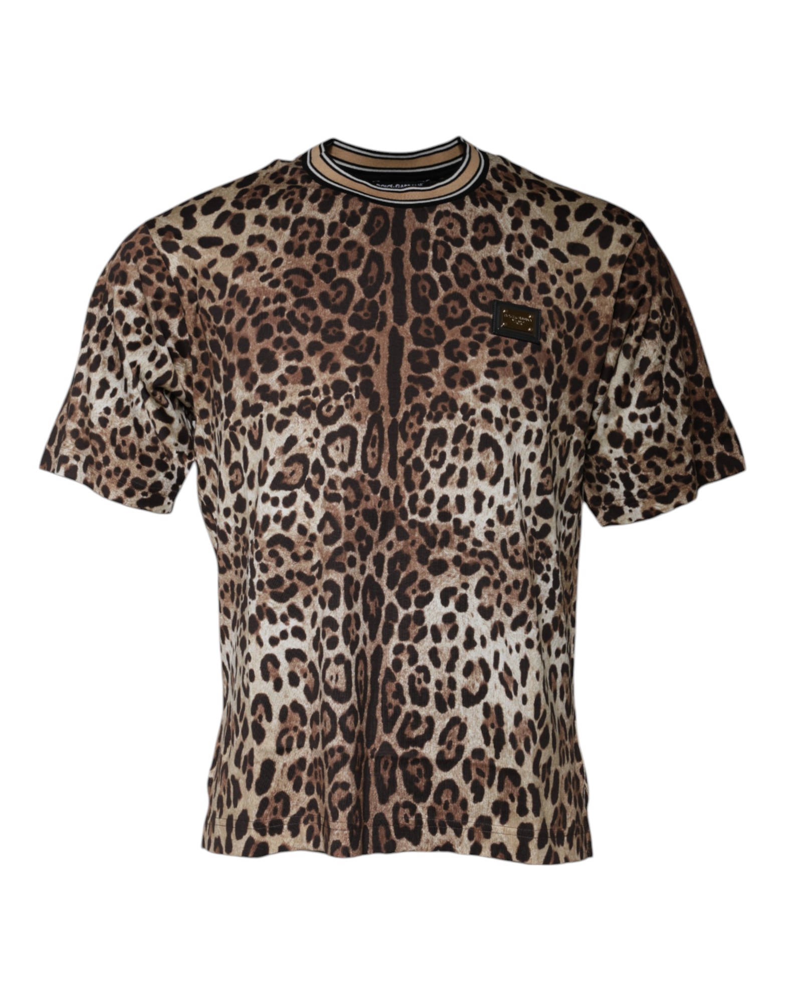 Dolce & Gabbana - Brown Leopard Crew Neck Short Sleeve T-shirt