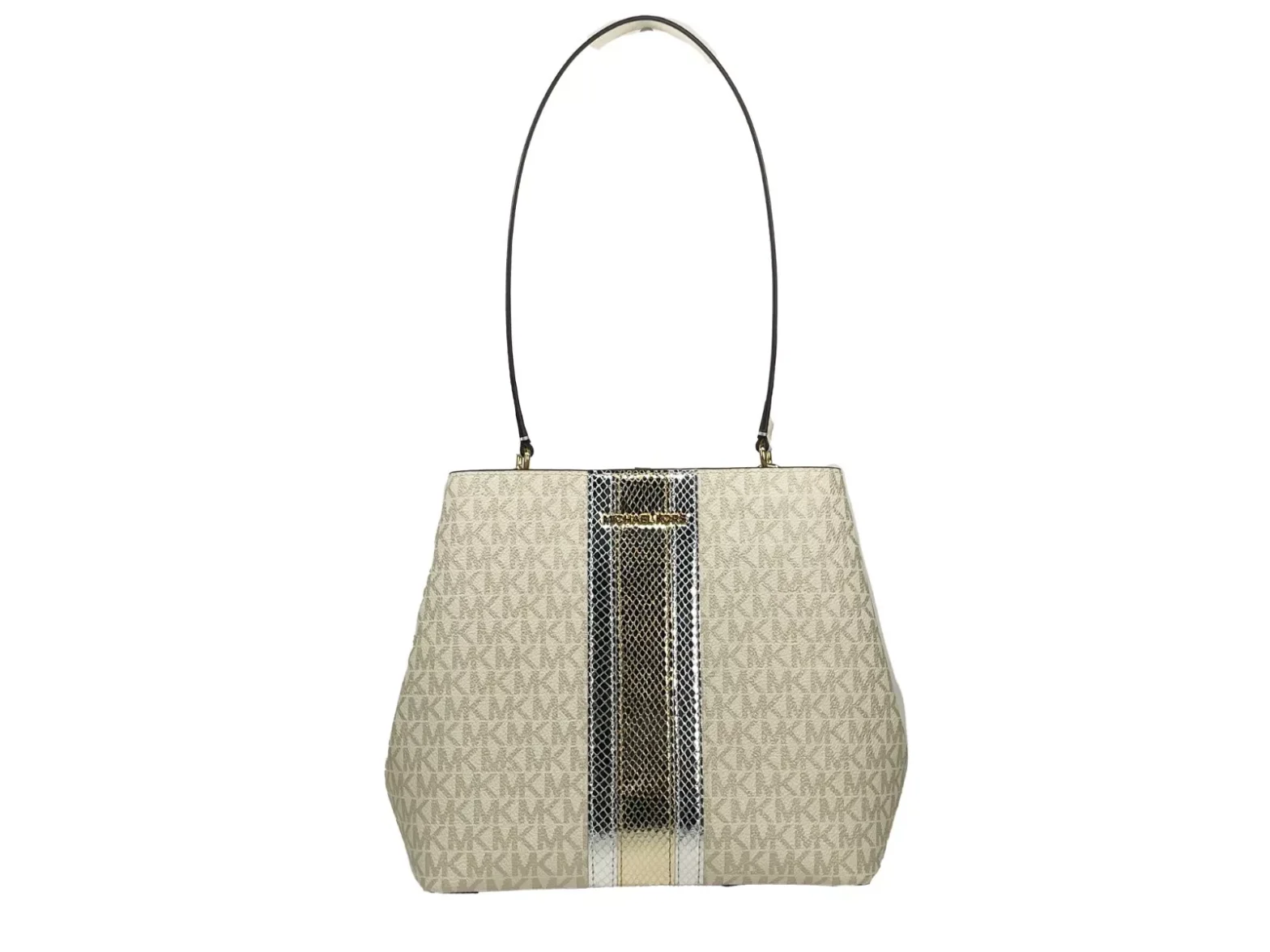 Michael Kors - Medium Pratt Bucket Shoulder Bag Purse Pale Gold/Cream