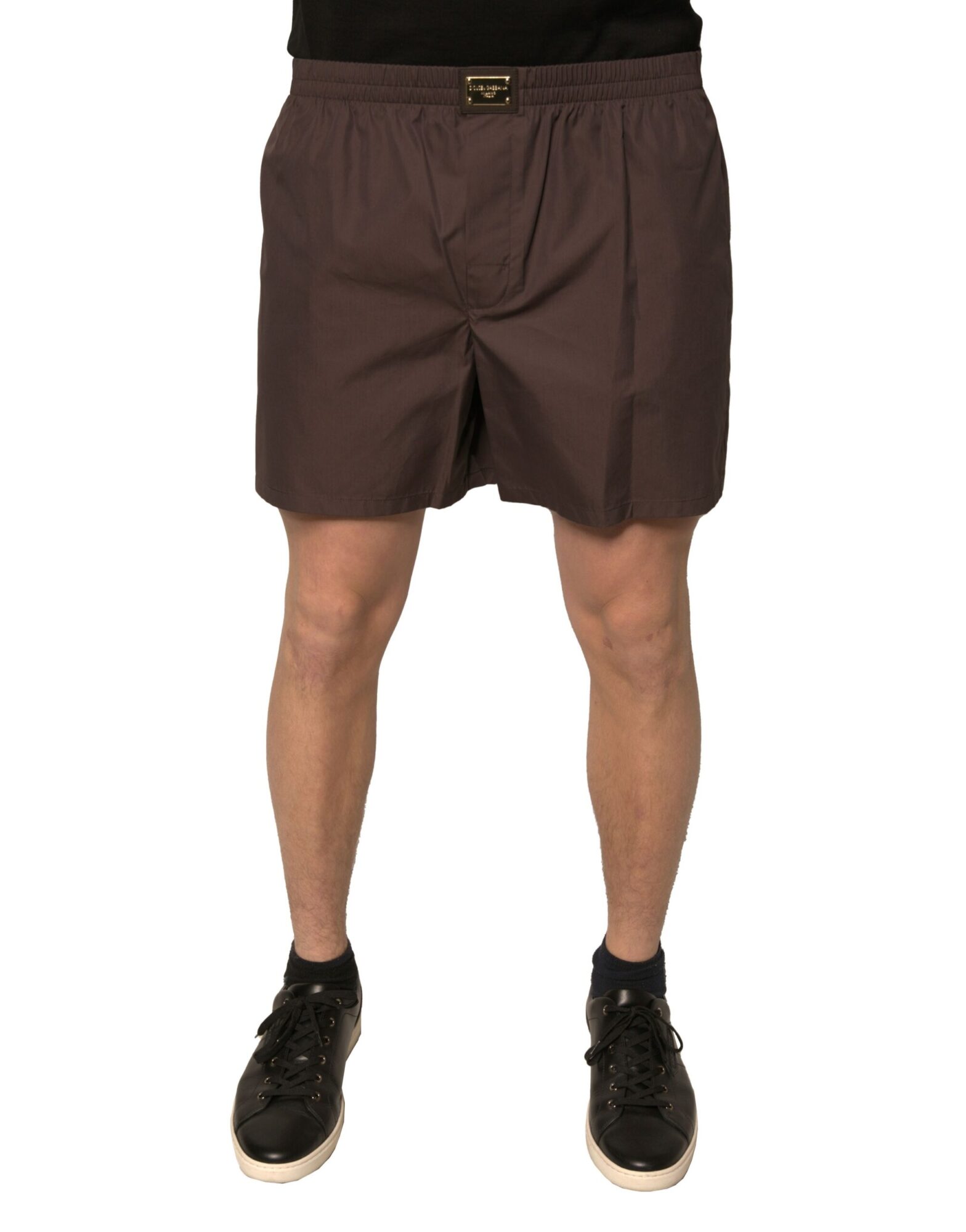 Dolce & Gabbana - Brown Cotton Blend Men Mid Waist Shorts