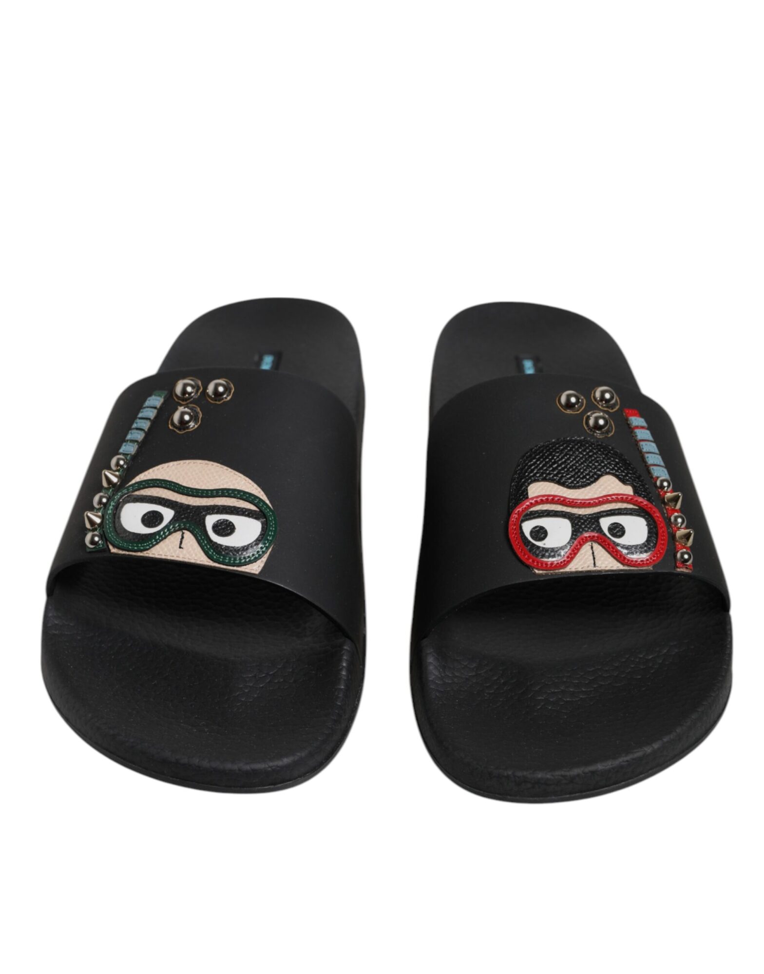 Dolce & Gabbana - Black Divers Leather Flats Slides Sandals Beachwear Shoes