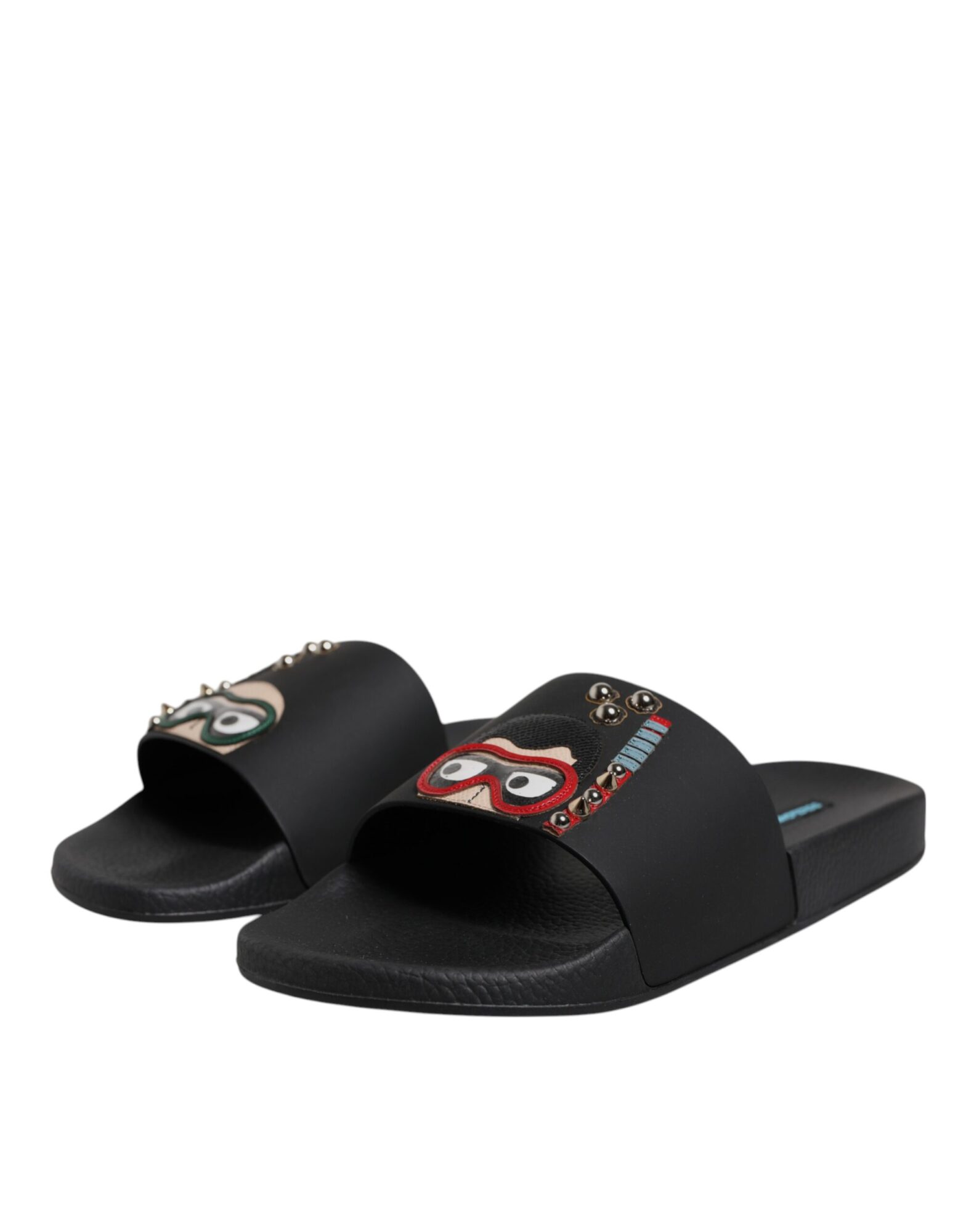 Dolce & Gabbana - Black Divers Leather Flats Slides Sandals Beachwear Shoes