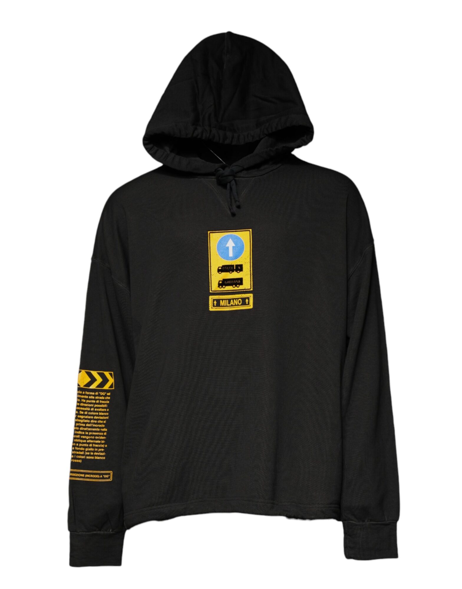 Dolce & Gabbana - Black Cotton Hooded DG Shield Pullover Sweater