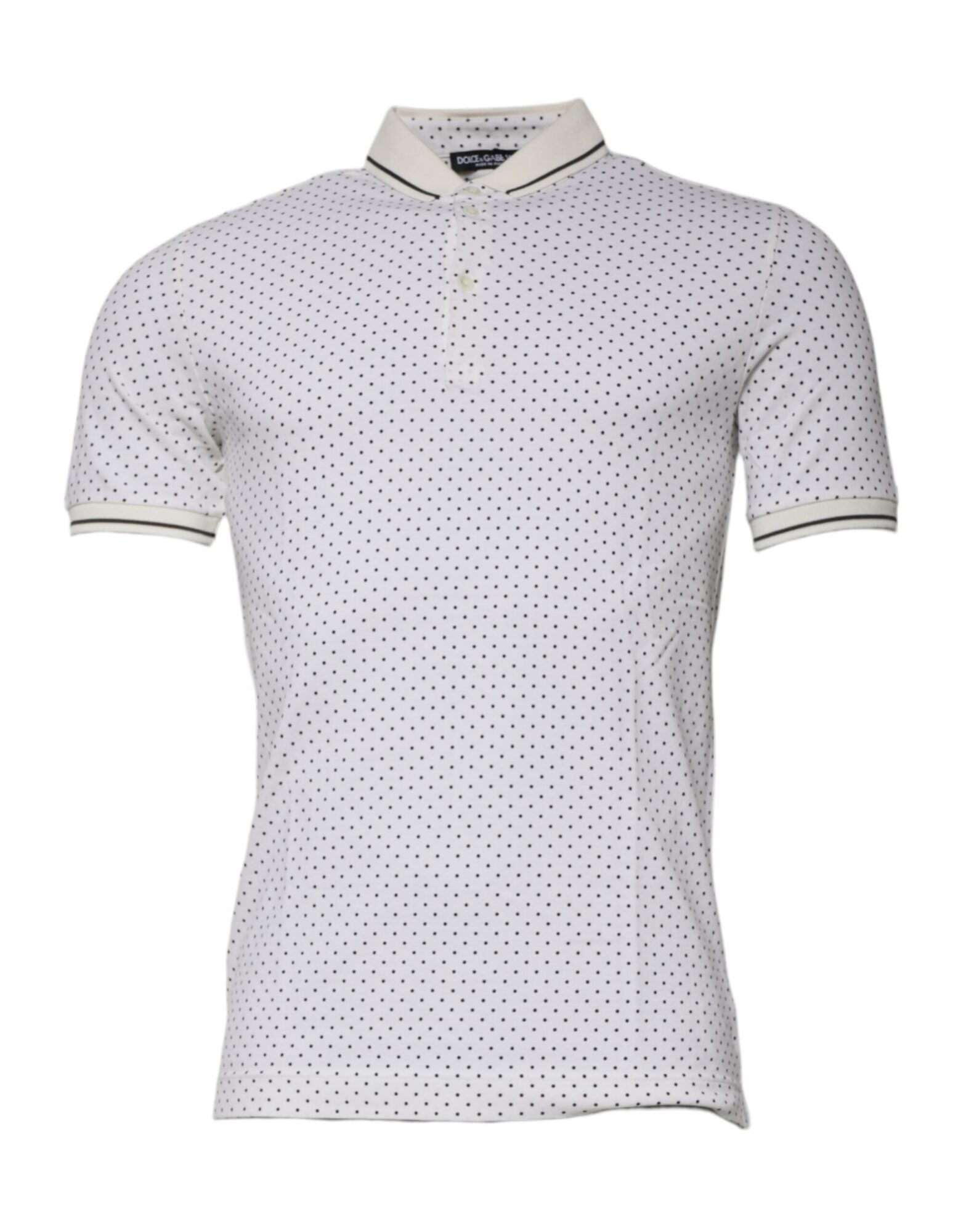 Dolce & Gabbana - White Polka Dot Cotton Collared Polo T-shirt