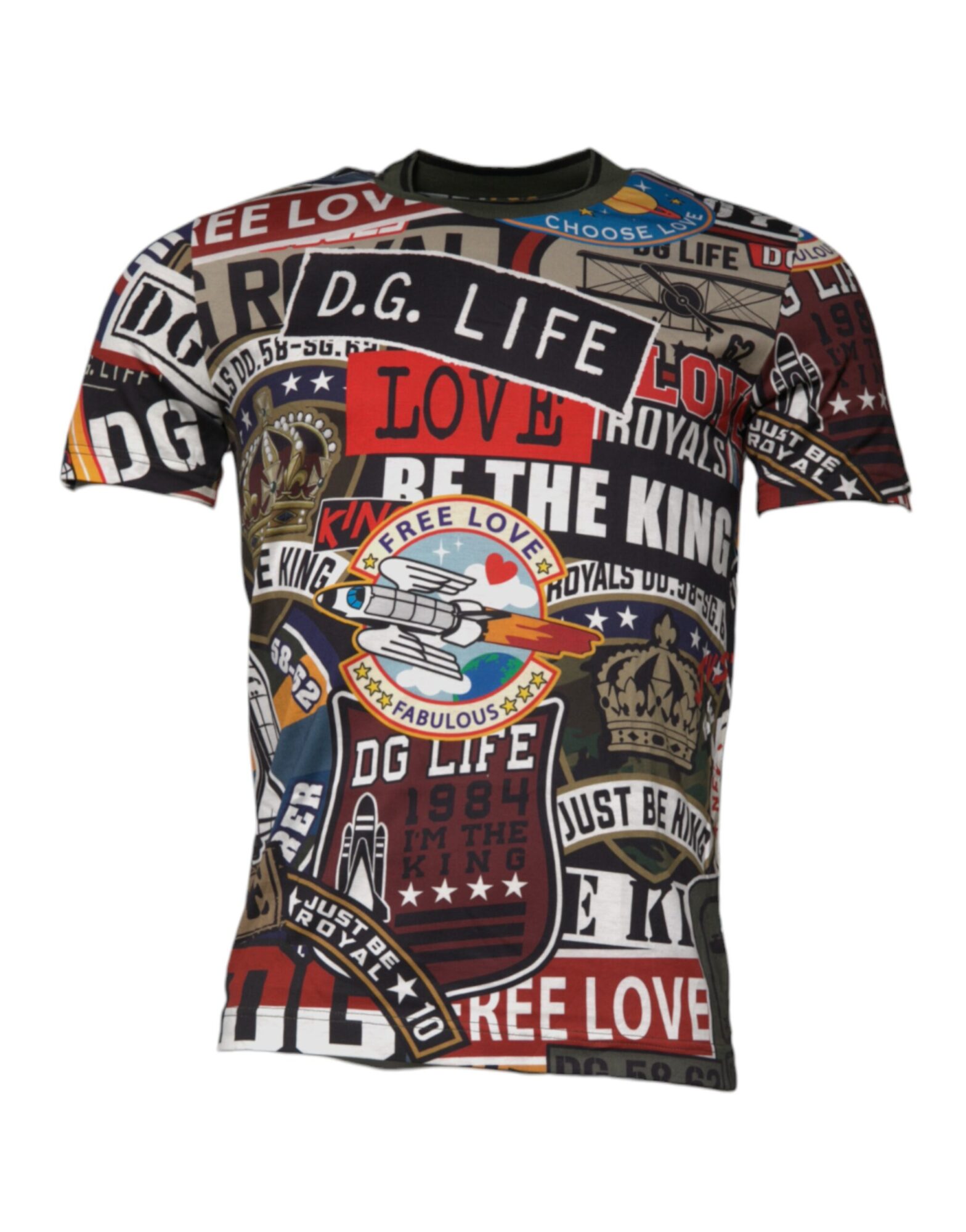 Dolce & Gabbana - Multicolor Graphic Print Cotton Crew Neck T-shirt