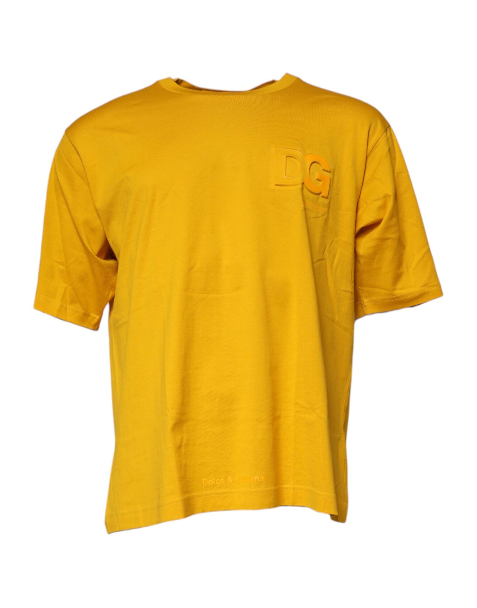 Dolce & Gabbana - Dark Yellow Logo Cotton Men Crew Neck T-shirt