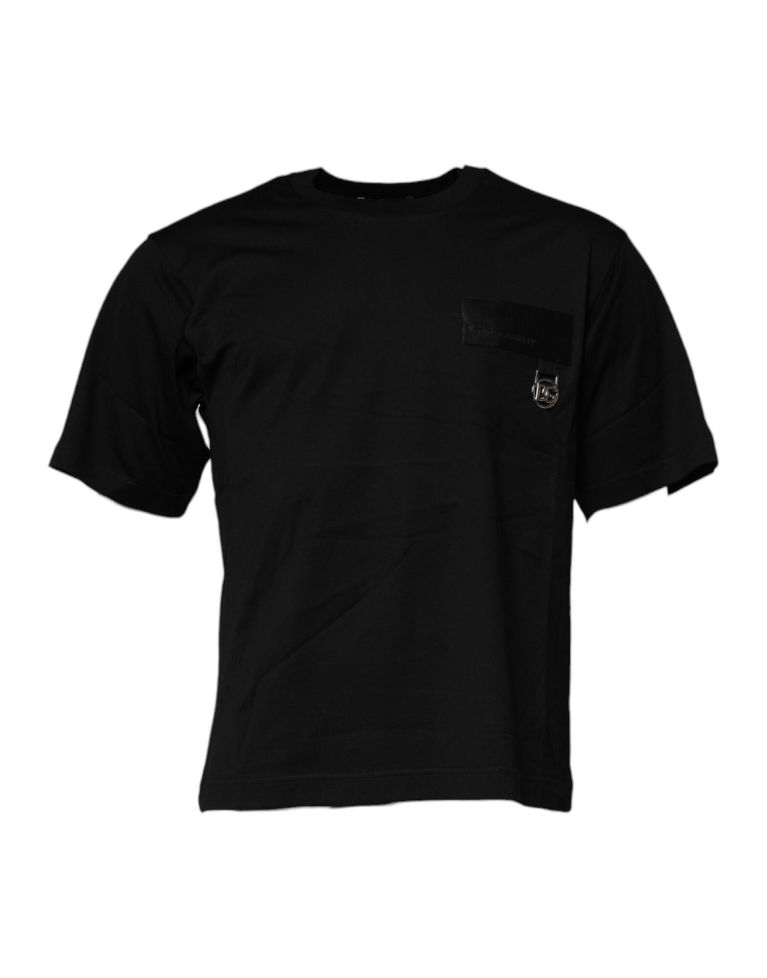 Dolce & Gabbana - Black Logo Patch Cotton Crew Neck T-shirt