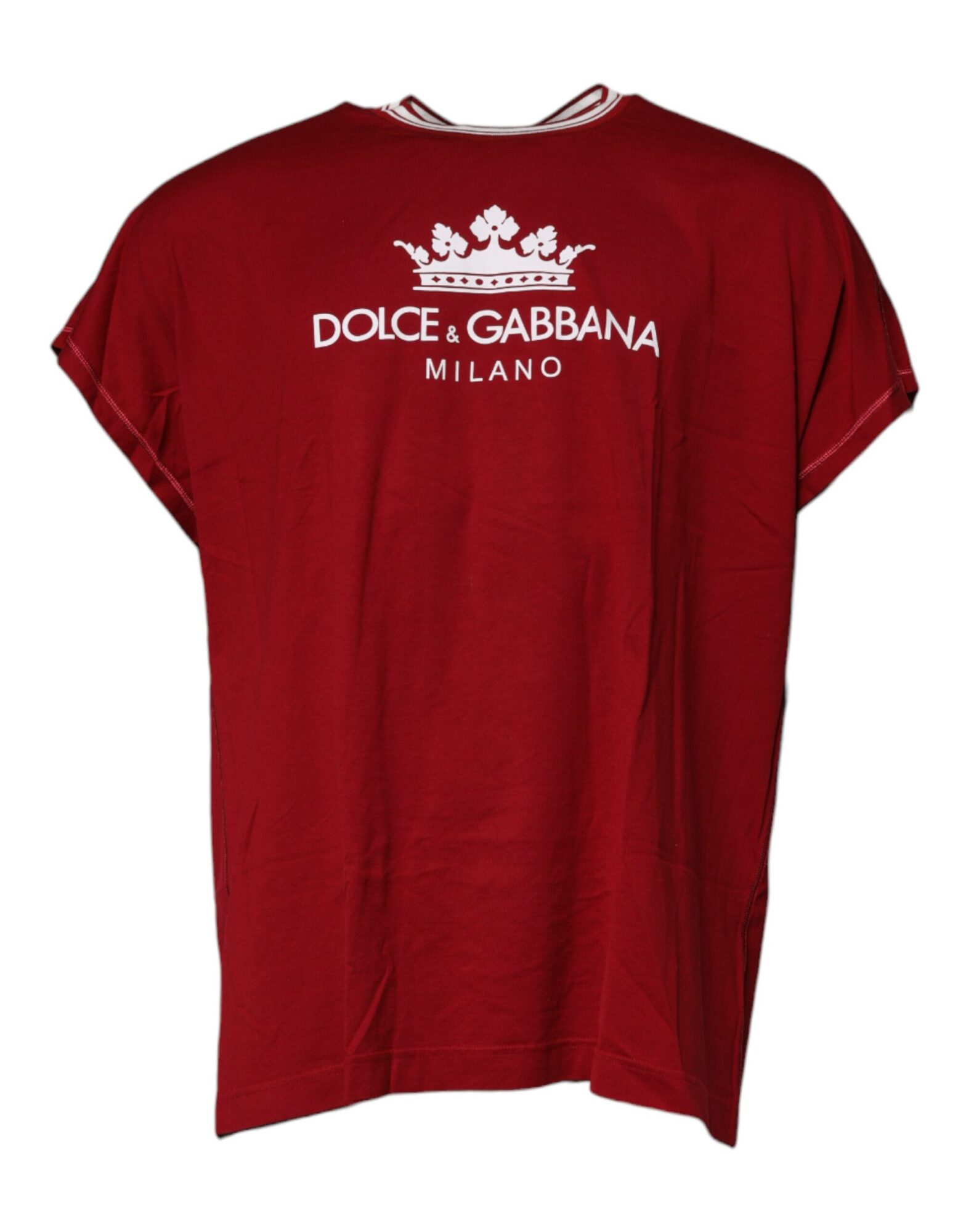 Dolce & Gabbana - Red Logo Crown Cotton Crew Neck T-shirt
