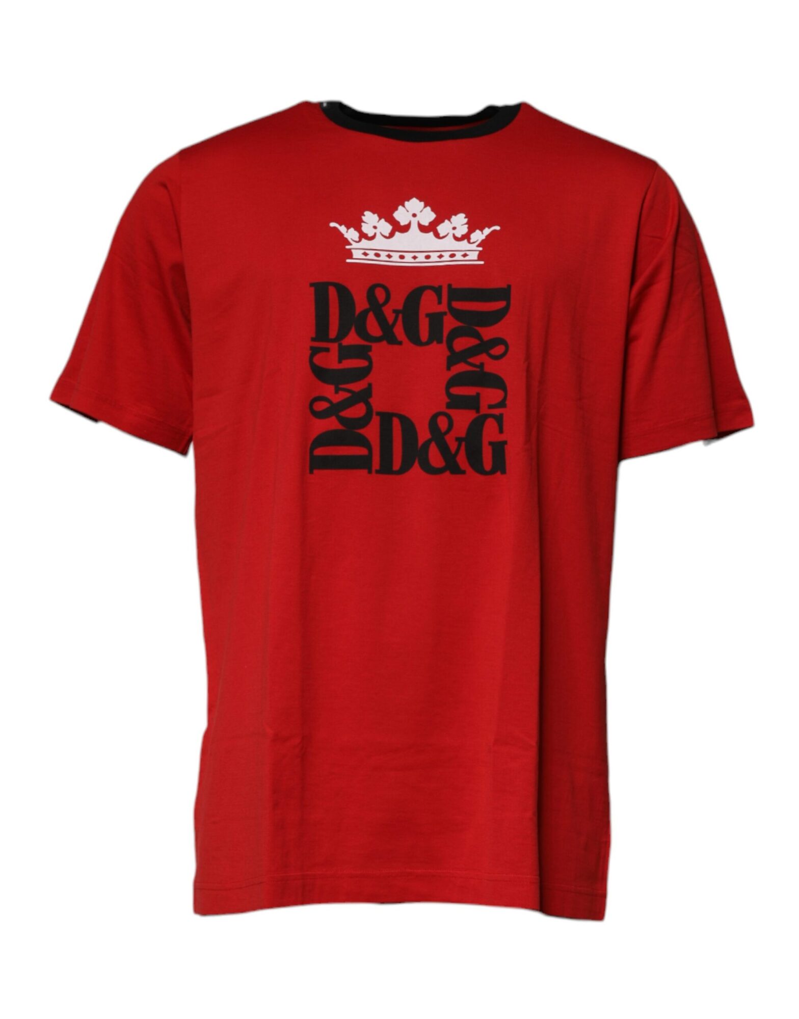 Dolce & Gabbana - Red Logo Crown Cotton Crew Neck T-shirt