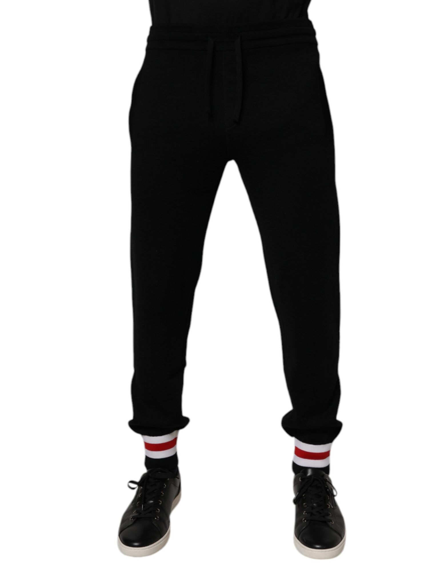 Dolce & Gabbana - Black Wool Mid Waist Jogger Sweatpants Pants