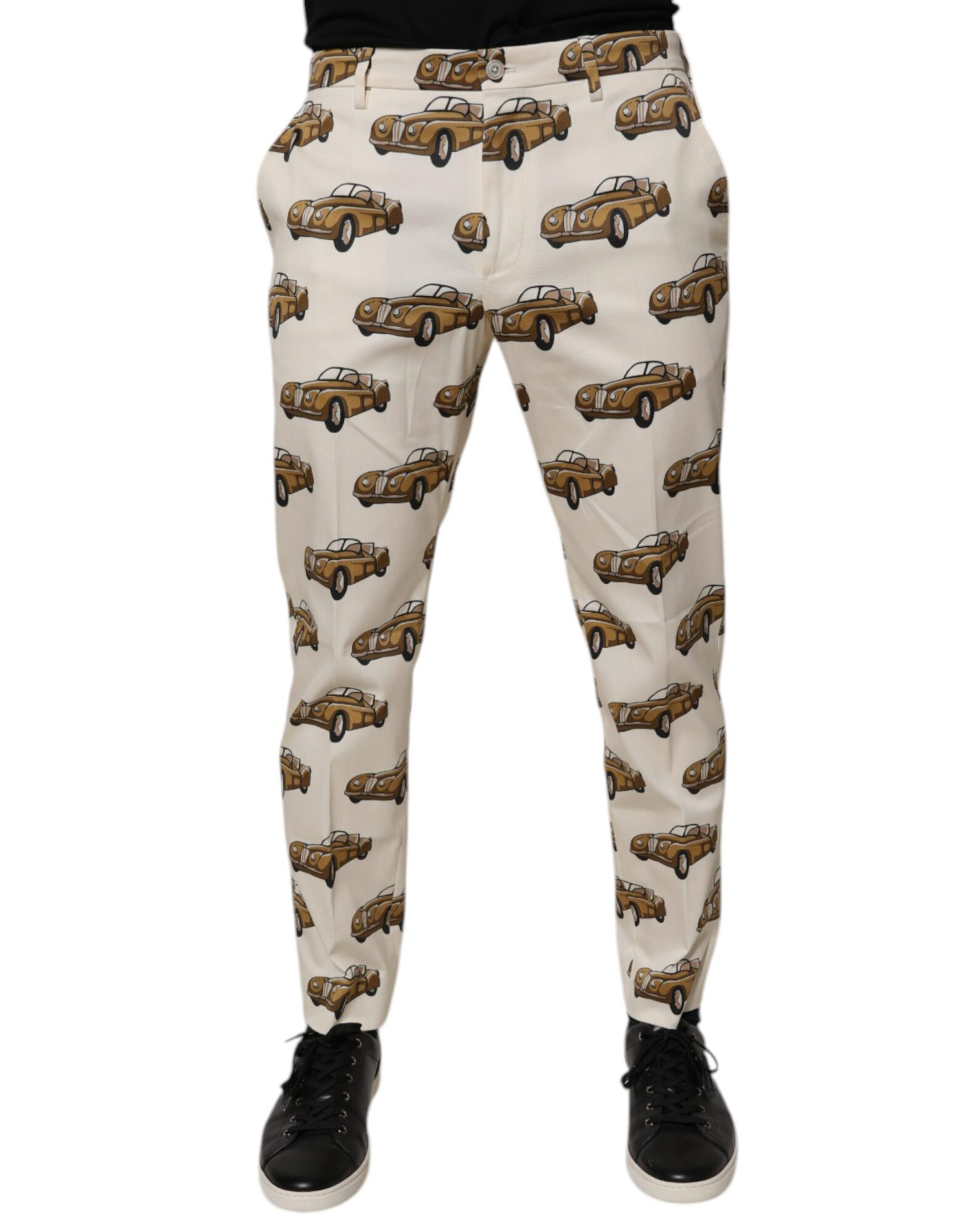 Dolce & Gabbana - Off White Cars Cotton Skinny Men Denim Jeans