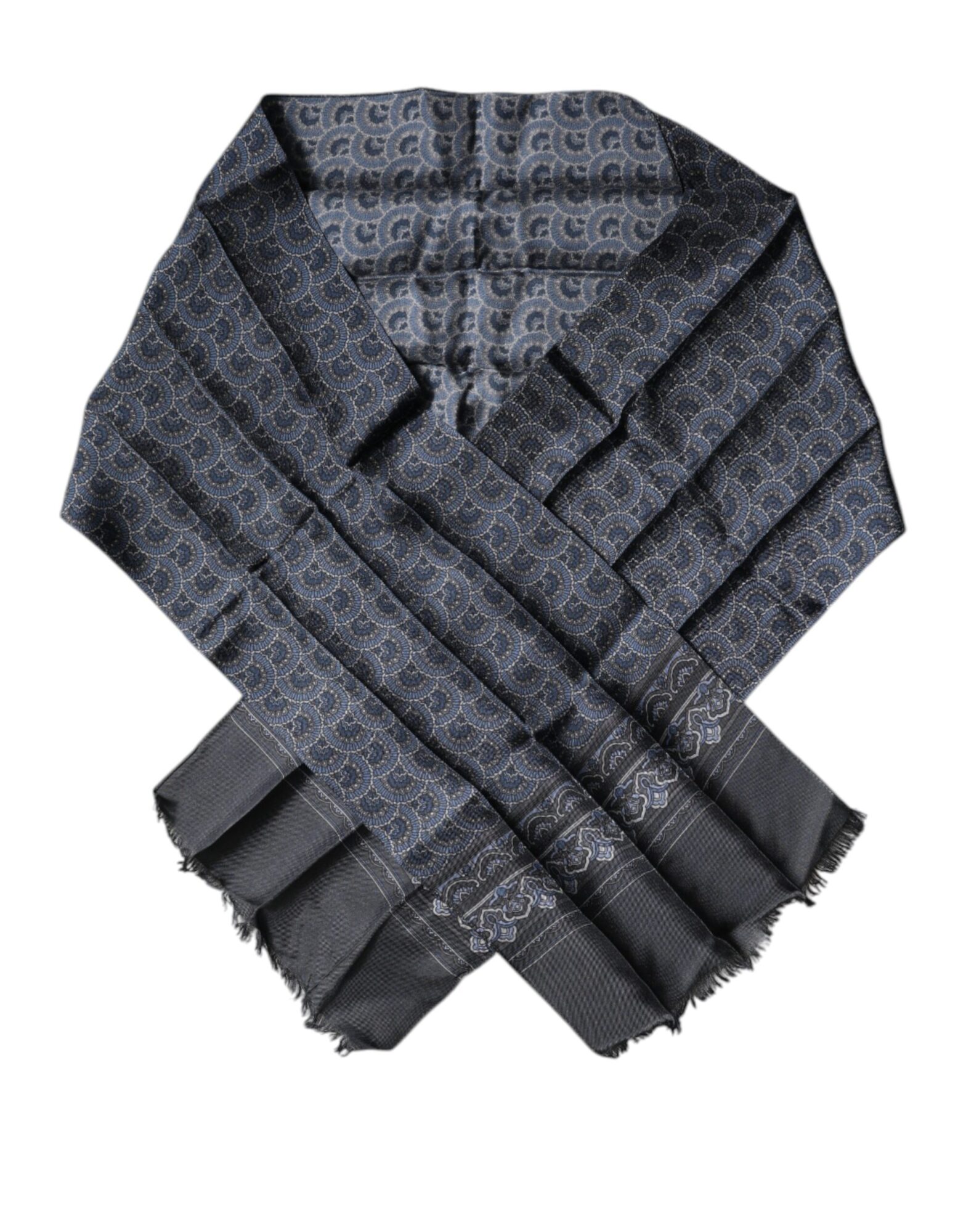 Dolce & Gabbana - Dark Blue Fantasy Silk Neck Wrap Shawl Scarf
