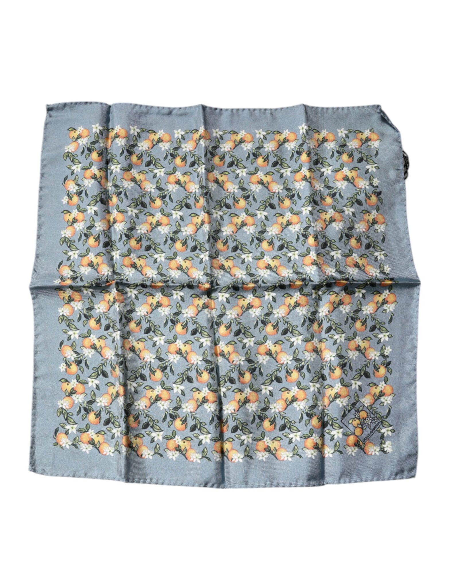 Dolce & Gabbana - Gray Oranges Silk Square Handkerchief Scarf