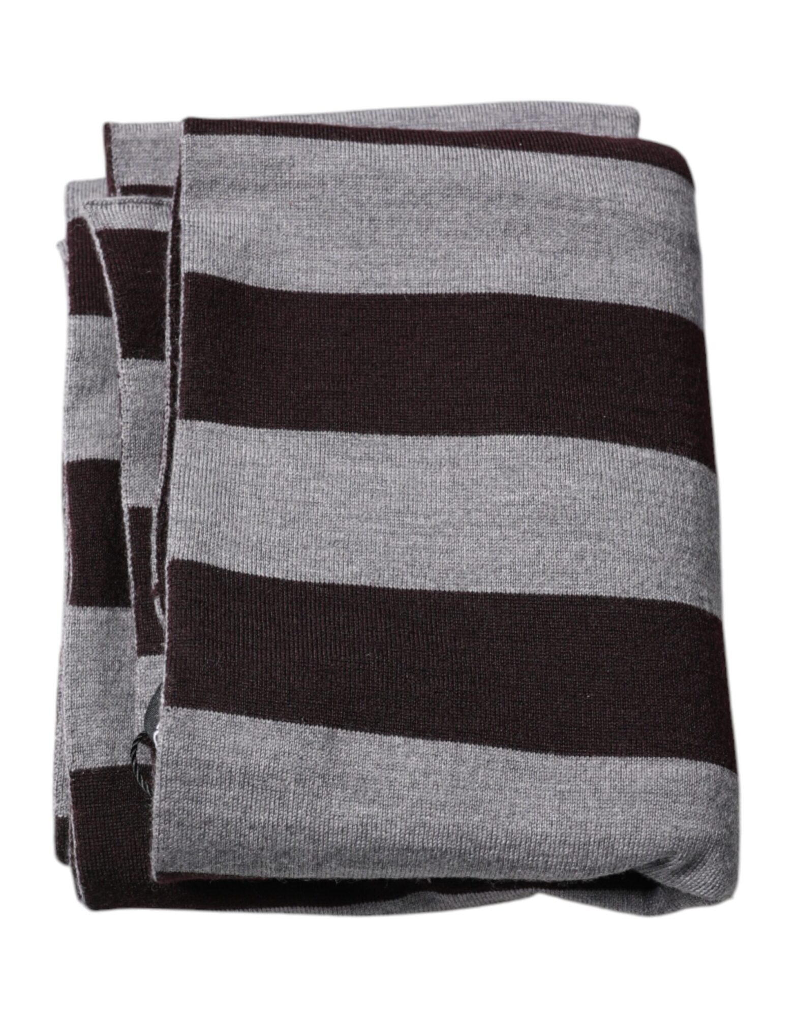 Dolce & Gabbana - Black Gray Stripes Wool Neck Wrap Scarf