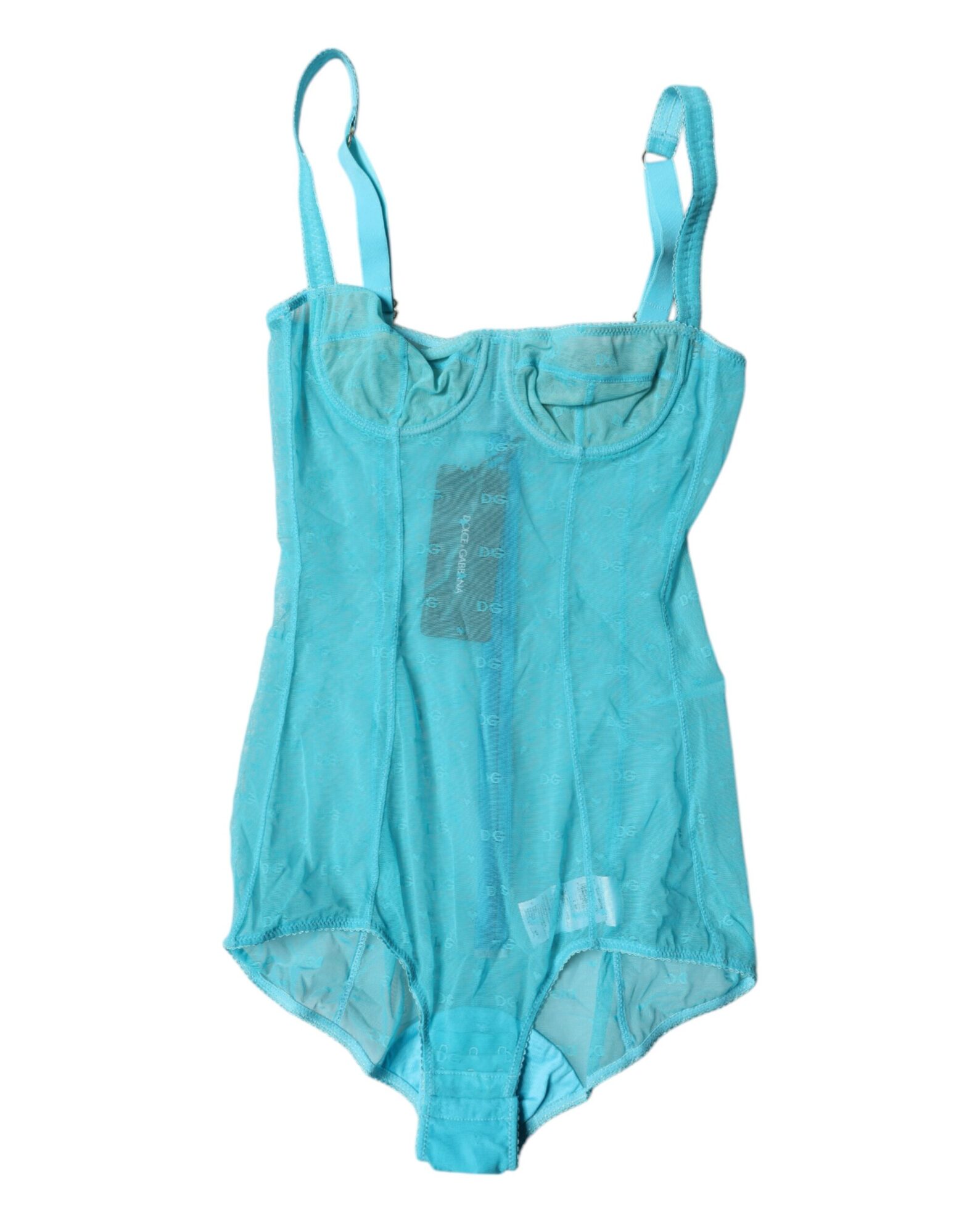 Dolce & Gabbana - Blue Tulle Balconette Bra Bodysuit Underwear