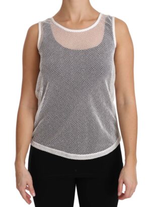 White Net Transparent Sleeveless Tank Top
