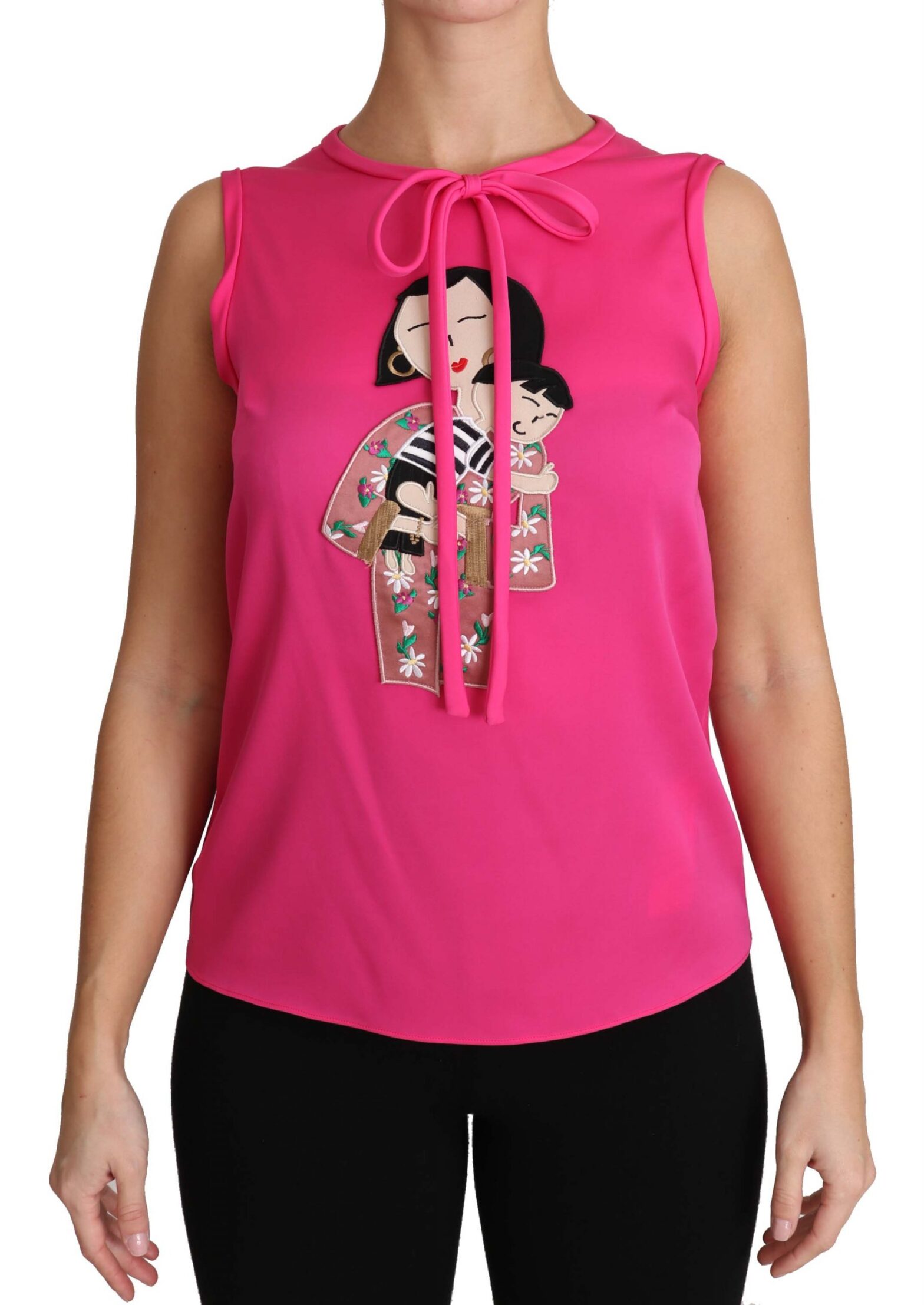 Dolce & Gabbana - Pink Family Silk Tank  Mama Blouse Top Shirt