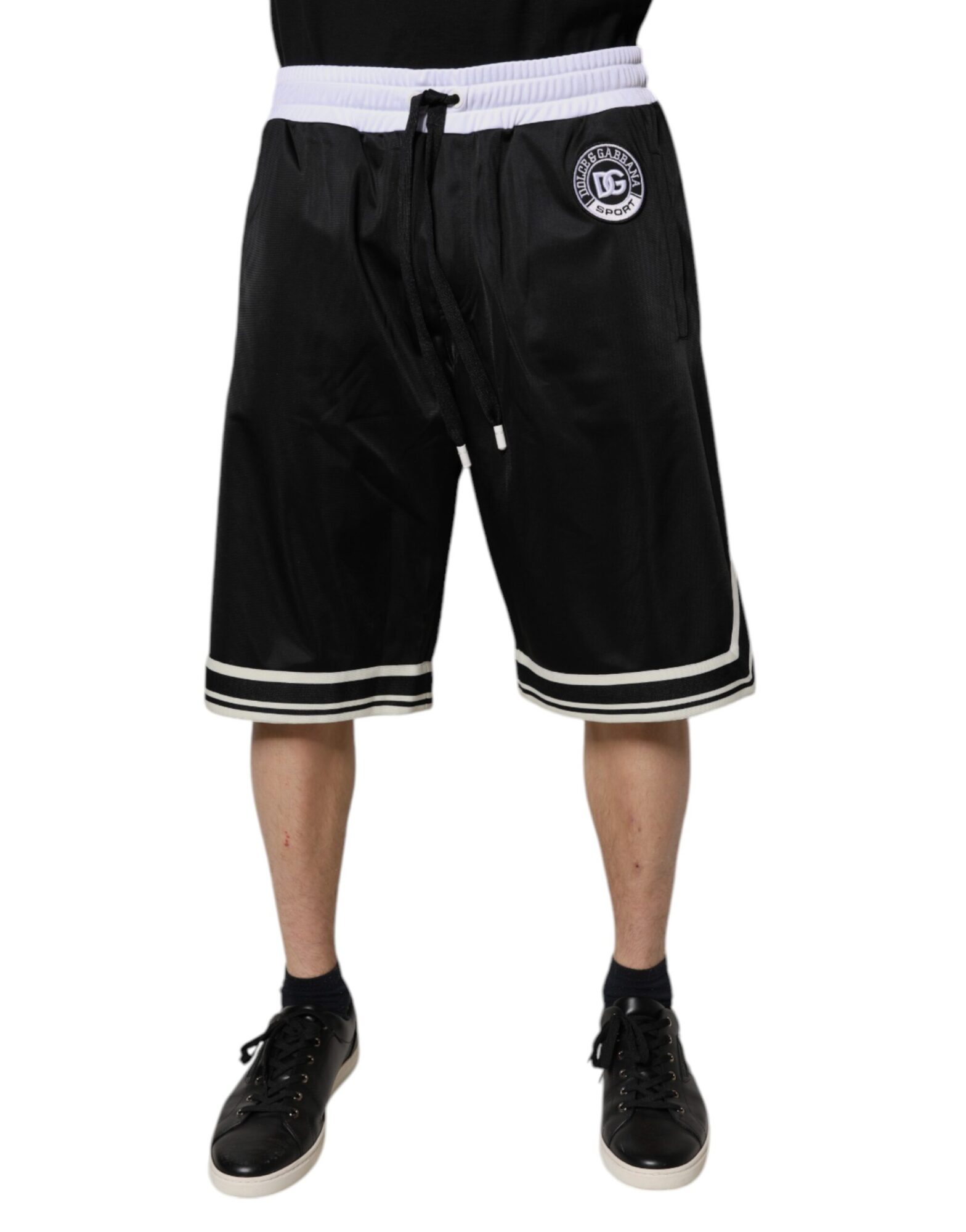 Dolce & Gabbana - Black White Men Bermuda Sweatshorts Shorts