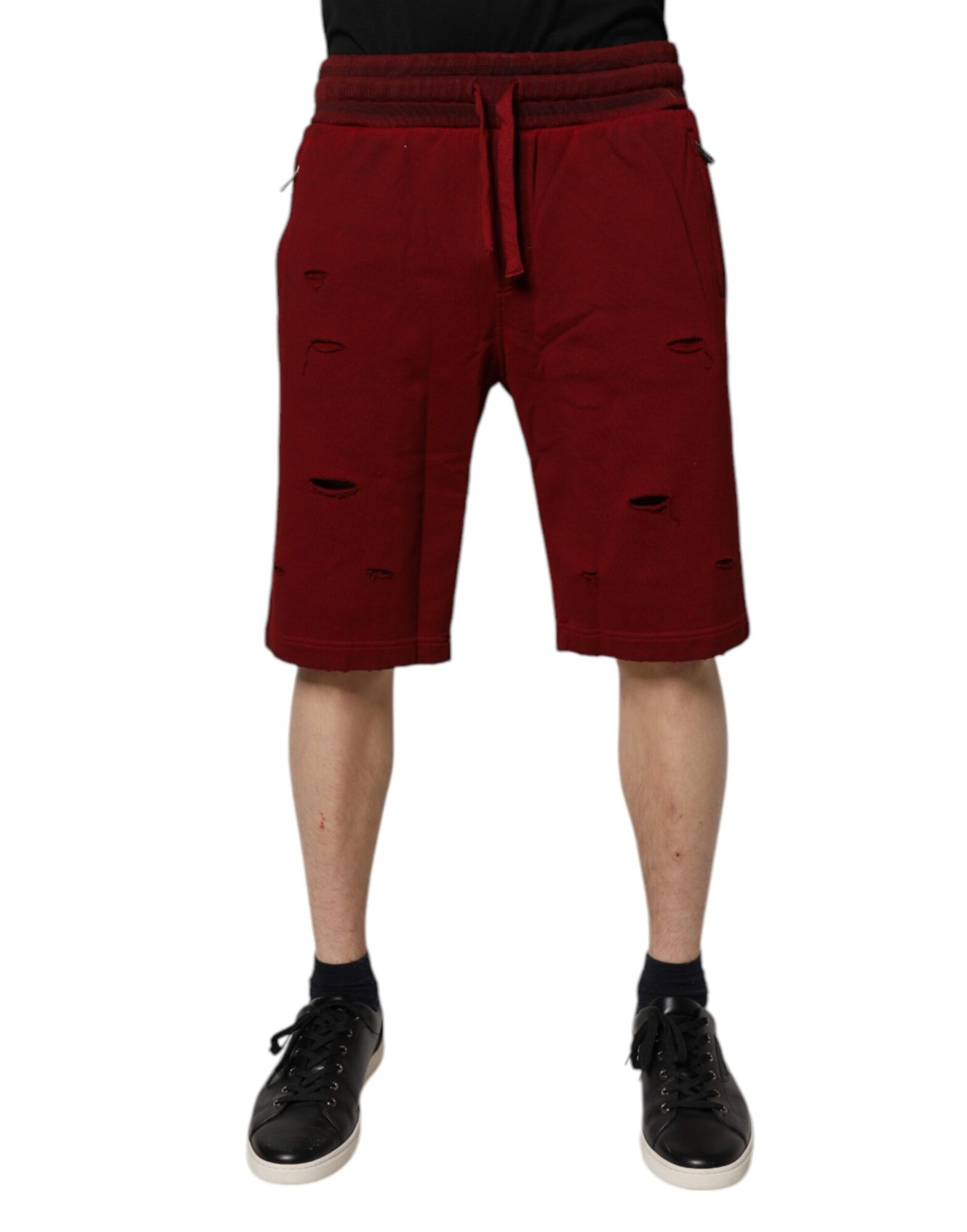 Dolce & Gabbana - Maroon Rip Style Bermuda Sweatshorts Shorts