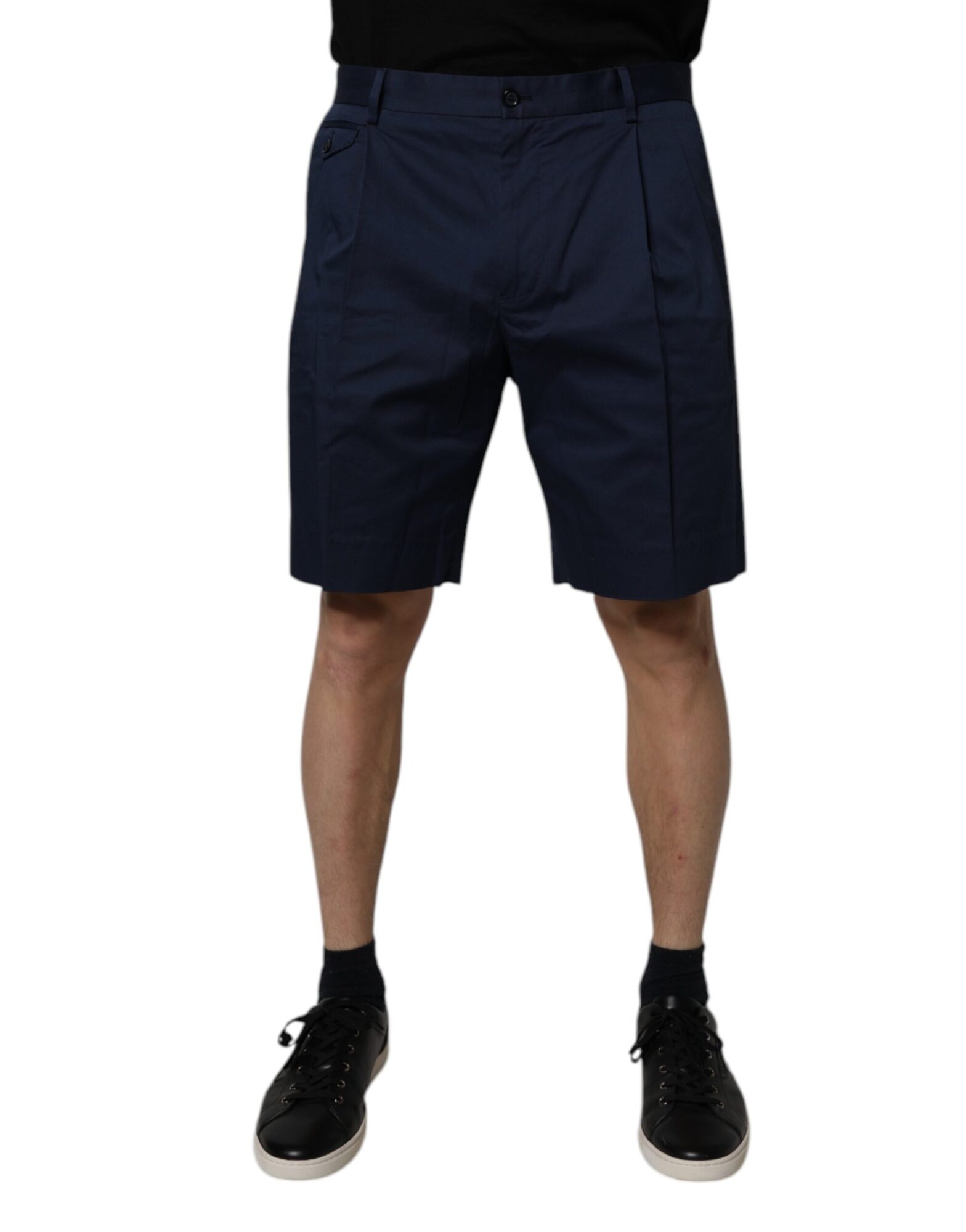 Dolce & Gabbana - Dark Blue Cotton Mid Waist Men Bermuda Shorts