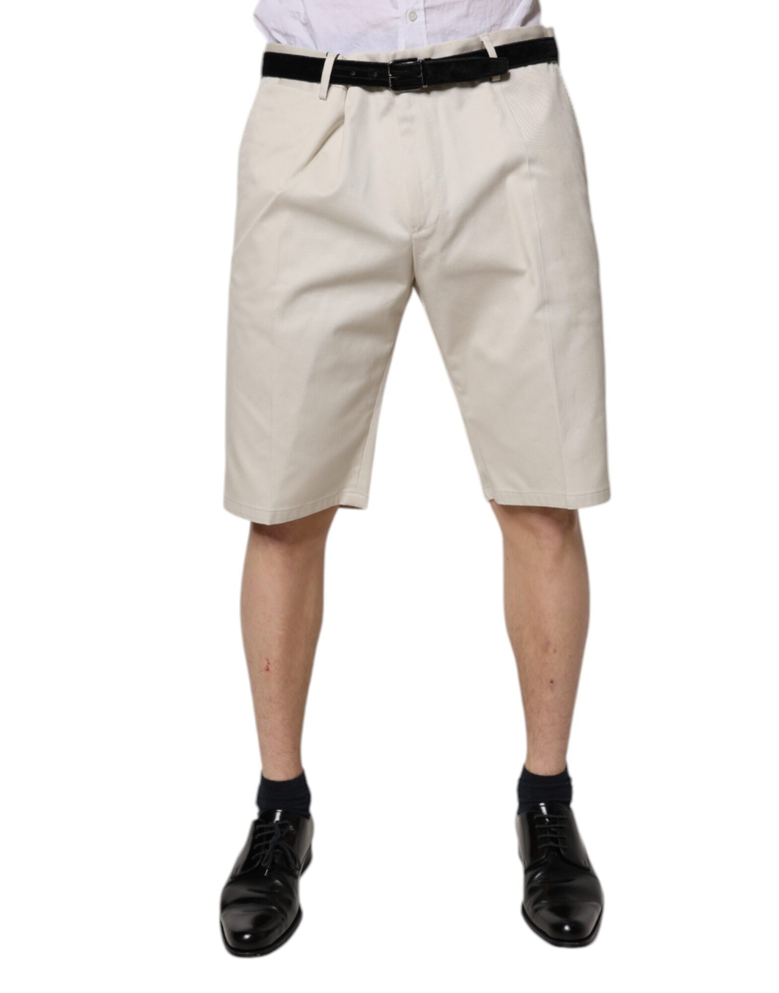 Dolce & Gabbana - Beige Cotton Stretch Mid Waist Bermuda Shorts