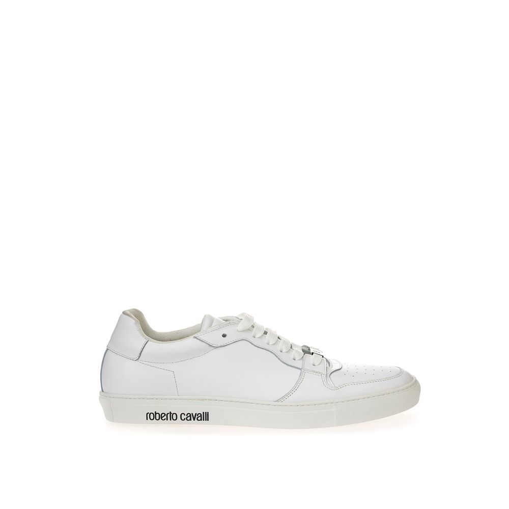 Roberto Cavalli - White Leather Sneakers Luxe Footwear