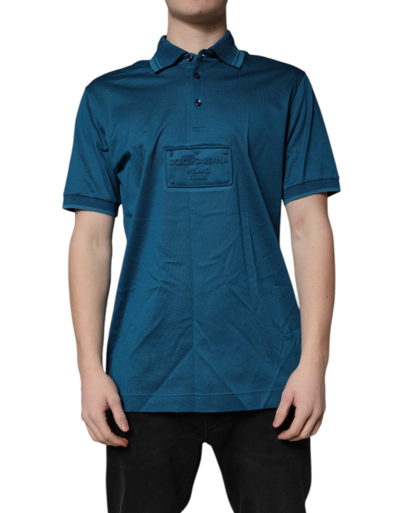 Dolce & Gabbana - Blue Logo Cotton Men Polo Shirt T-shirt