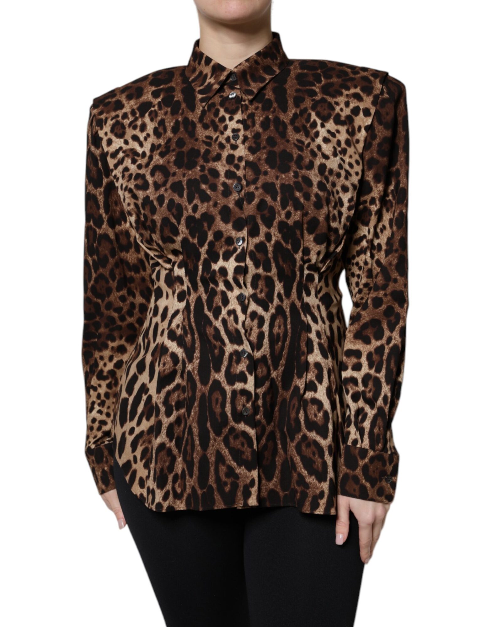 Dolce & Gabbana - Brown Leopard Silk Button Down Coat Jacket