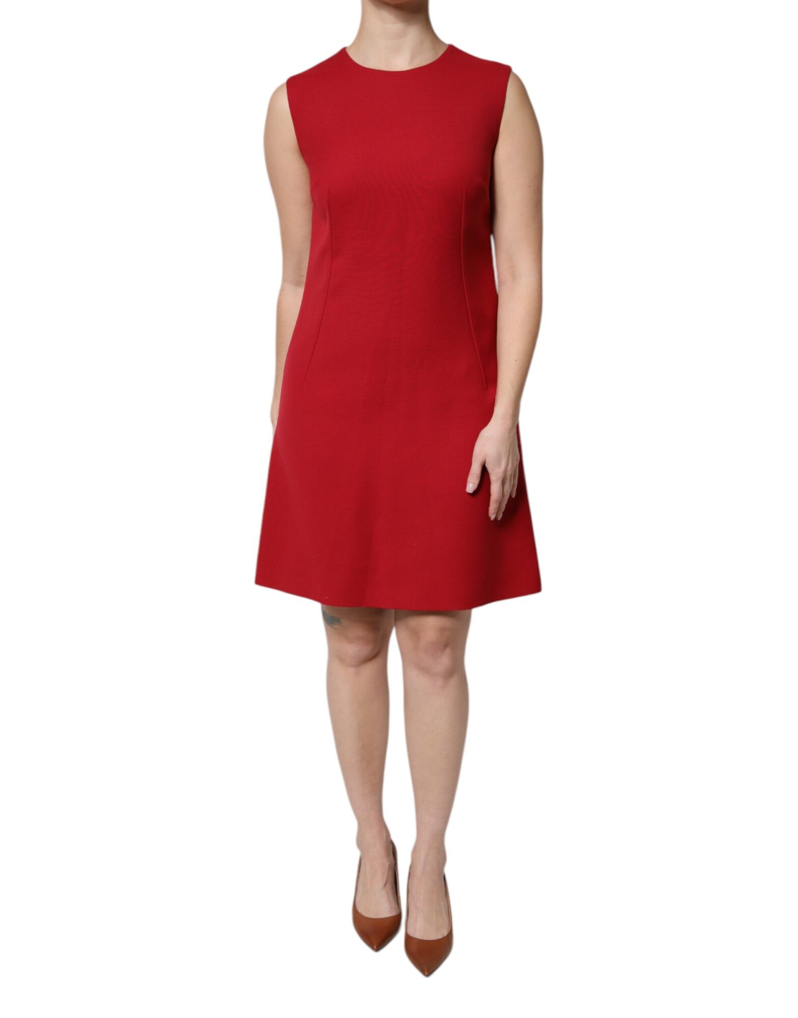 Dolce & Gabbana - Red Wool Sleeveless Knee Length A-line Dress