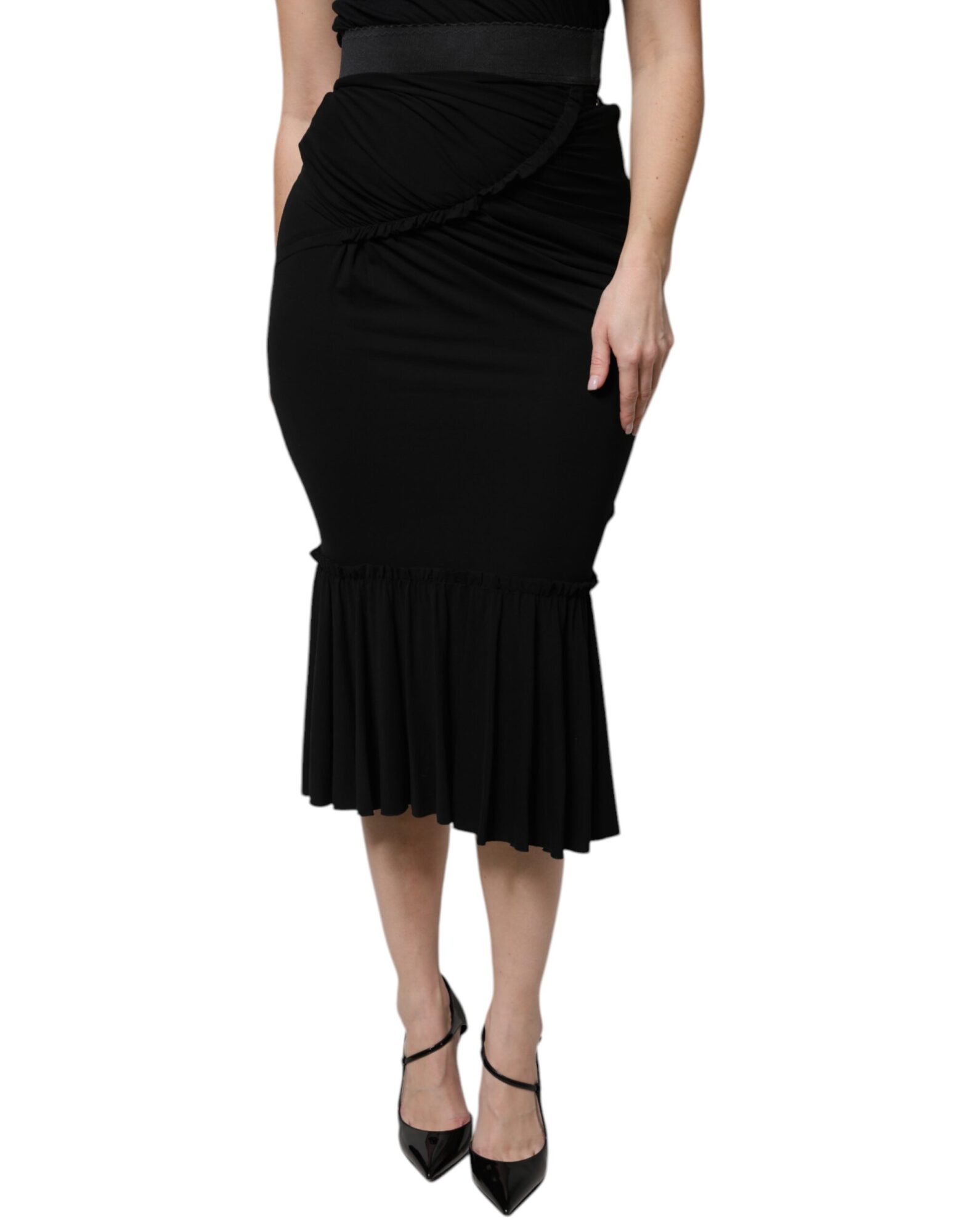 Dolce & Gabbana - Black Mermaid Cut High Waist Midi Skirt