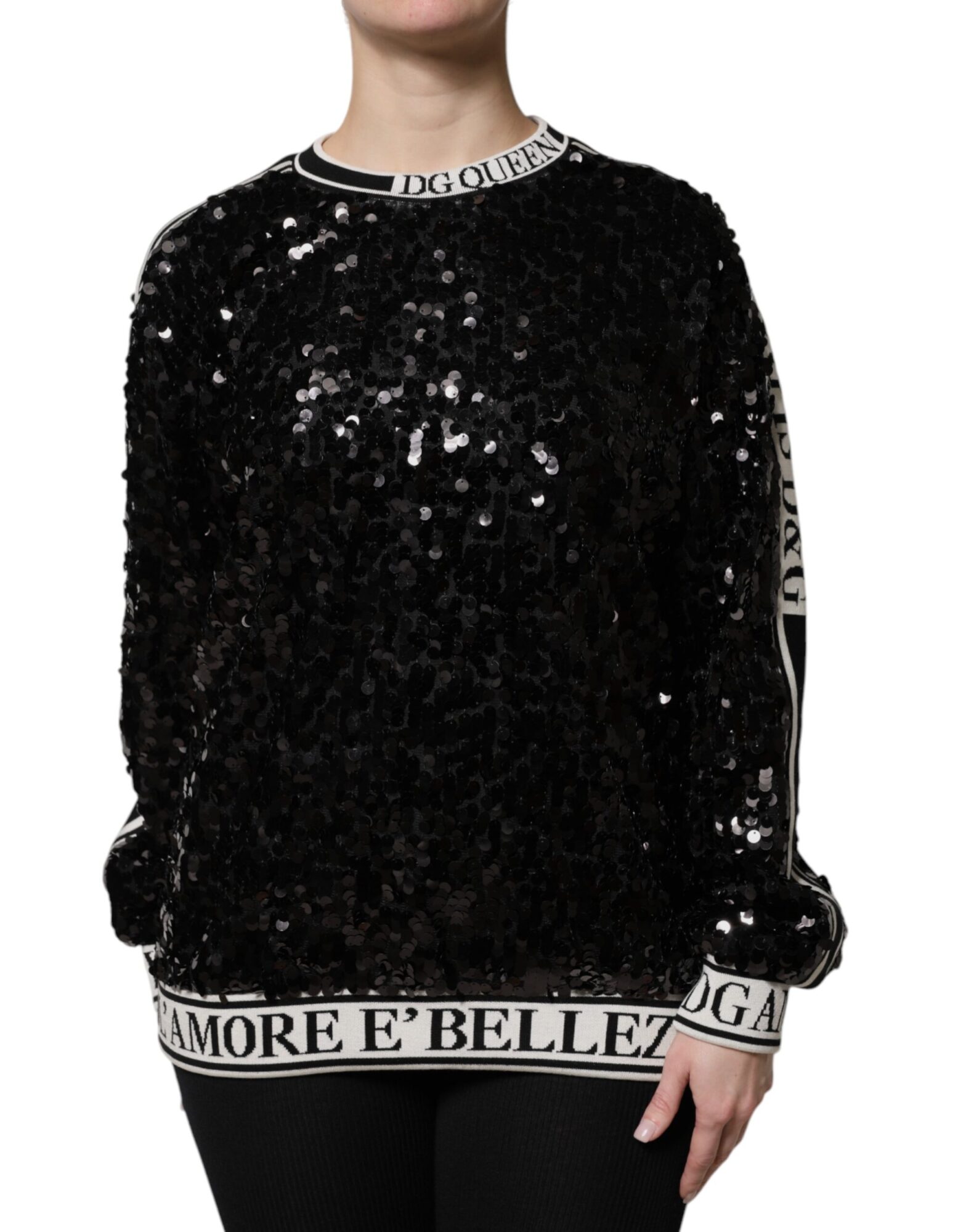 Dolce & Gabbana - Black DG Queen Sequin Pullover Sweater
