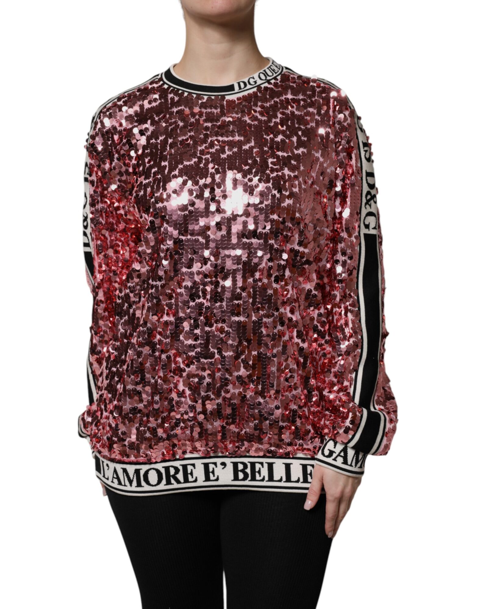 Dolce & Gabbana - Pink DG Queen Sequin Pullover Sweater