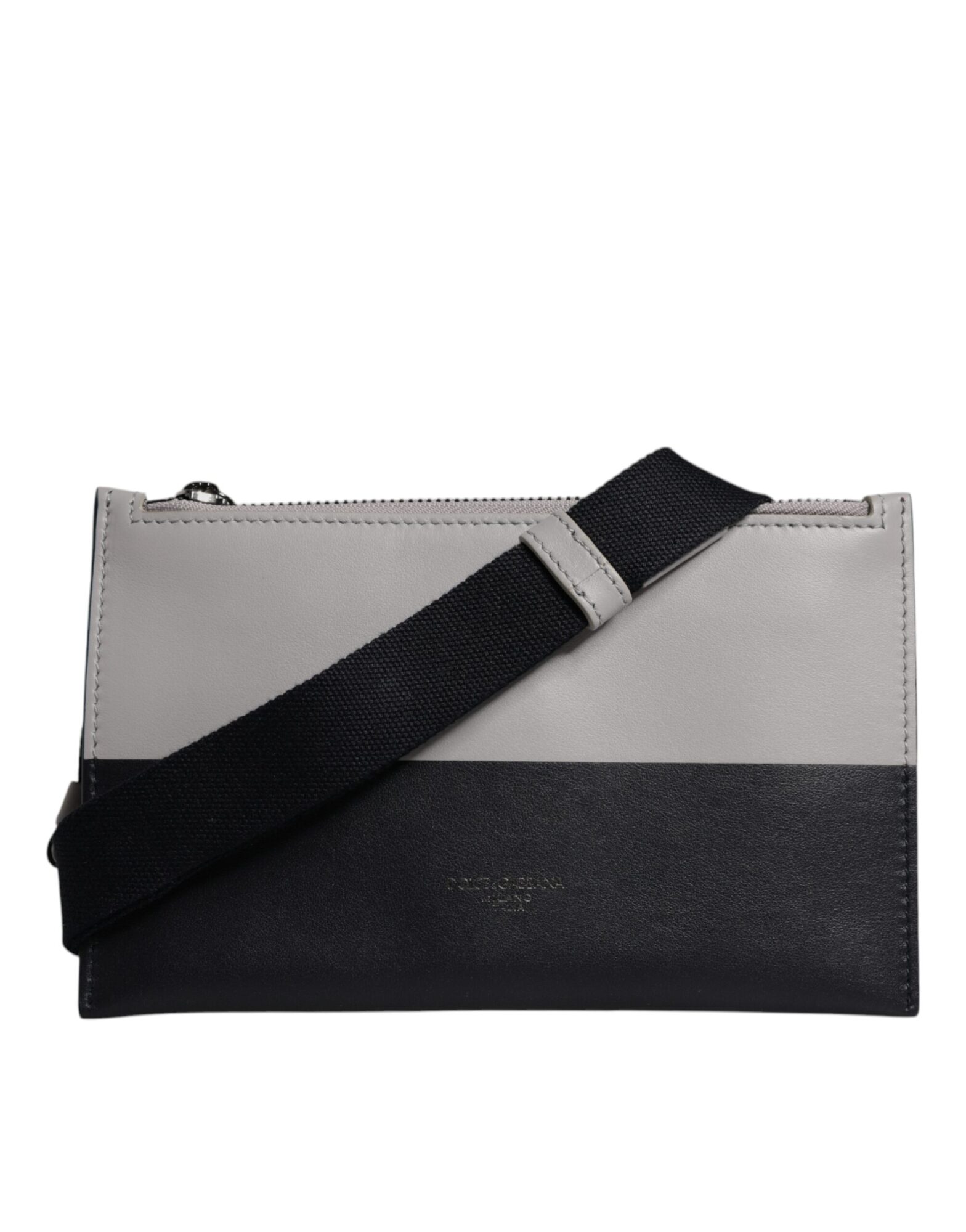 Dolce & Gabbana - Black White Leather Logo Embossed Crossbody Bag