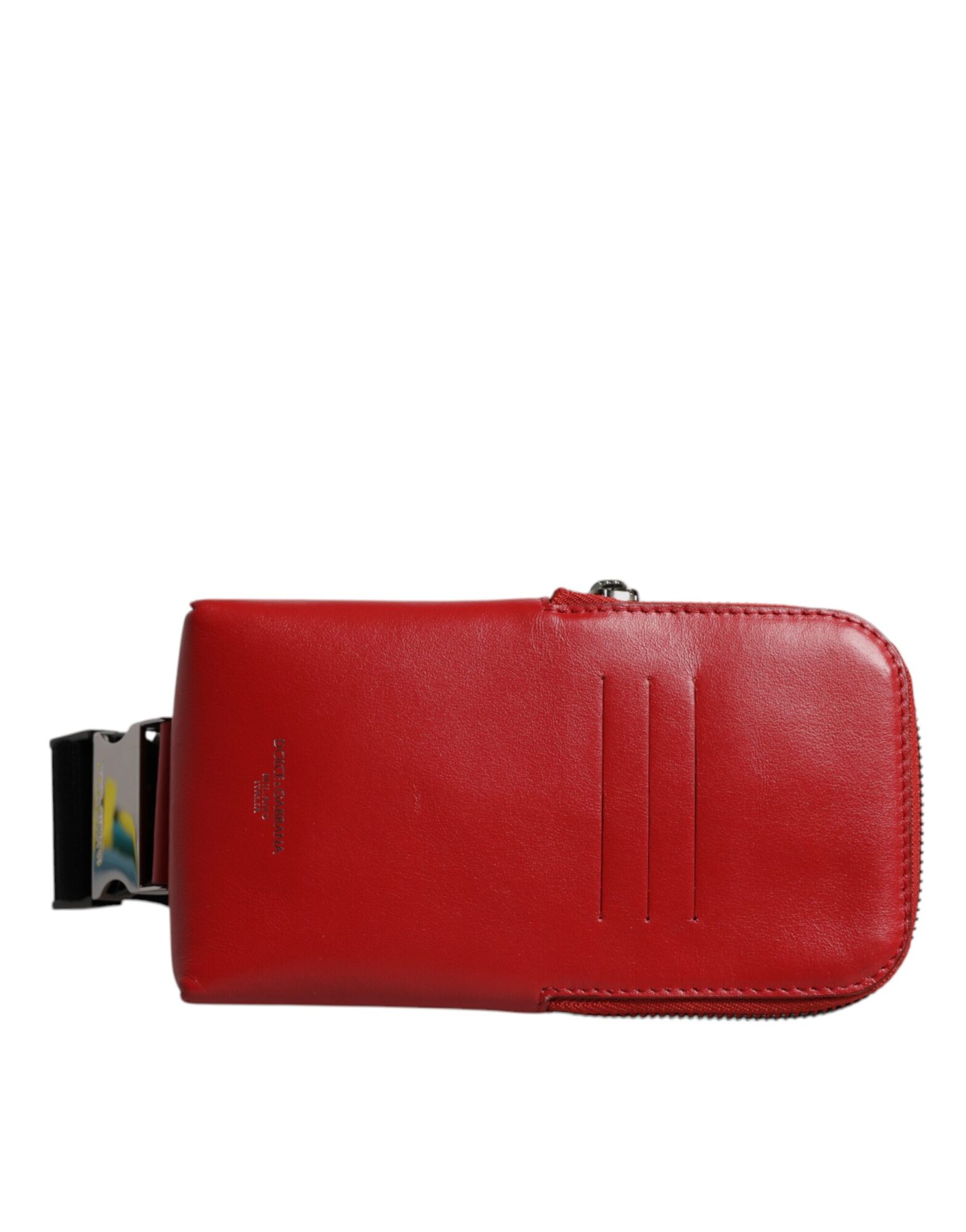 Dolce & Gabbana - Red Calfskin Logo Purse Phone Belt Waist Bag