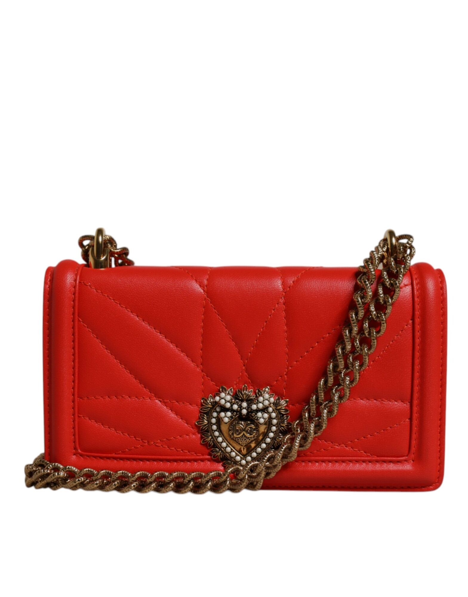 Dolce & Gabbana - Red Quilted Devotion Crossbody Chain Phone Cover Bag