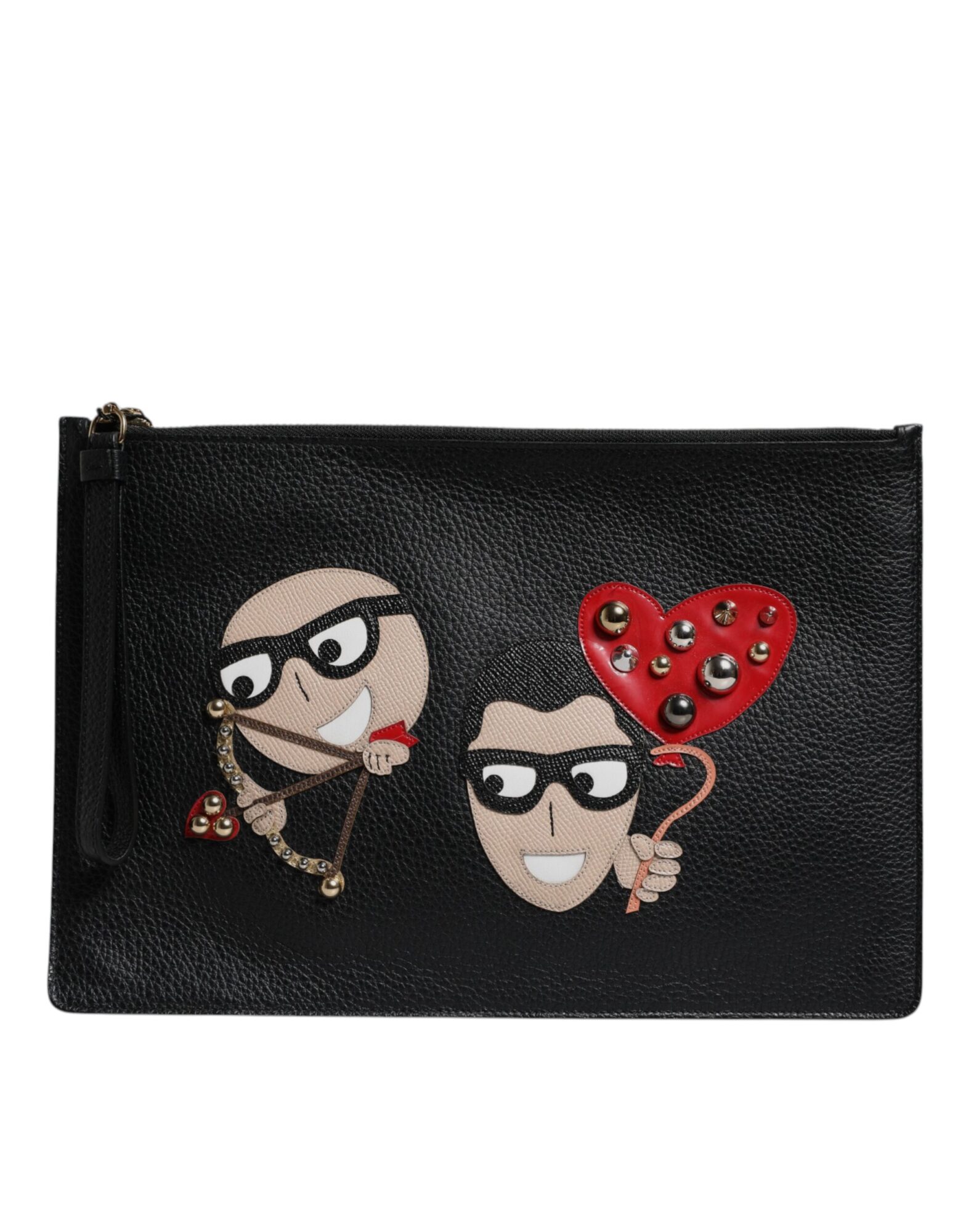 Dolce & Gabbana - Black #DGFamily Embellished Leather Clutch Bag