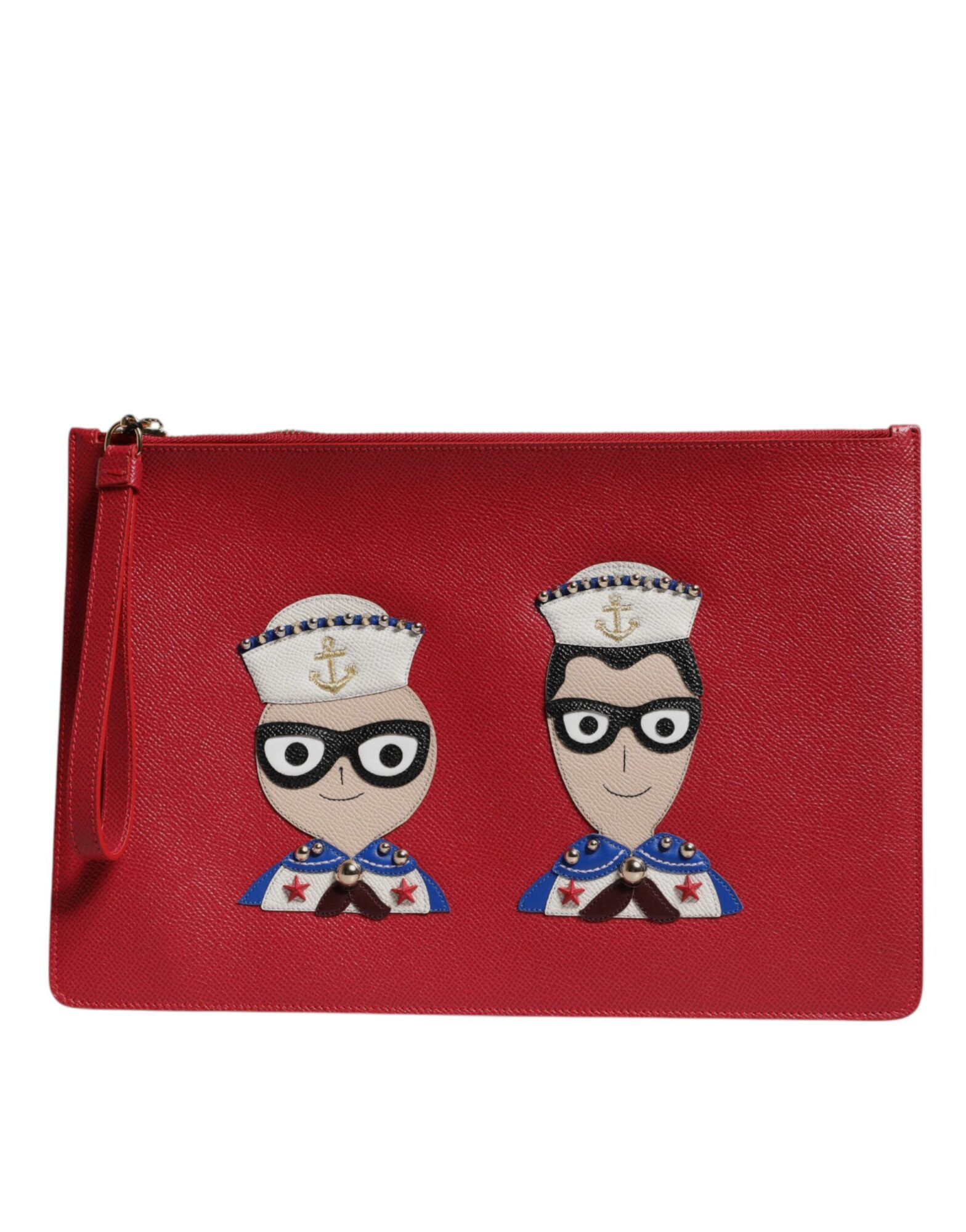 Dolce & Gabbana - Red #DGFamily Embellished Leather Clutch Bag