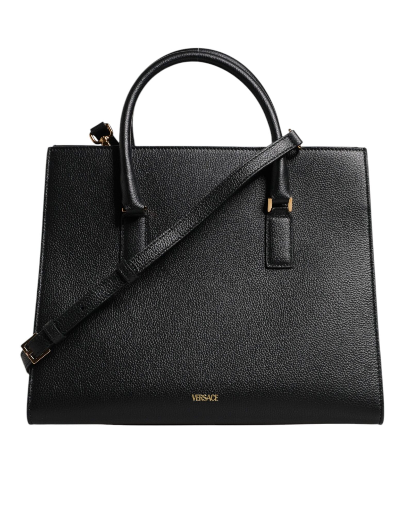 Versace - Black Large Leather Top Handle Shoulder Crossbody Bag