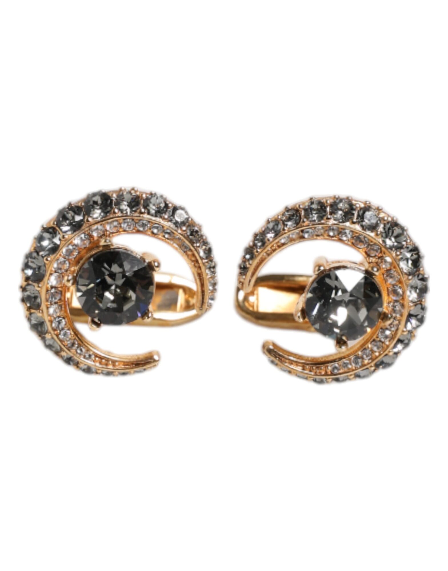 Dolce & Gabbana - Brass Gold Black Crystal Luna Cufflink