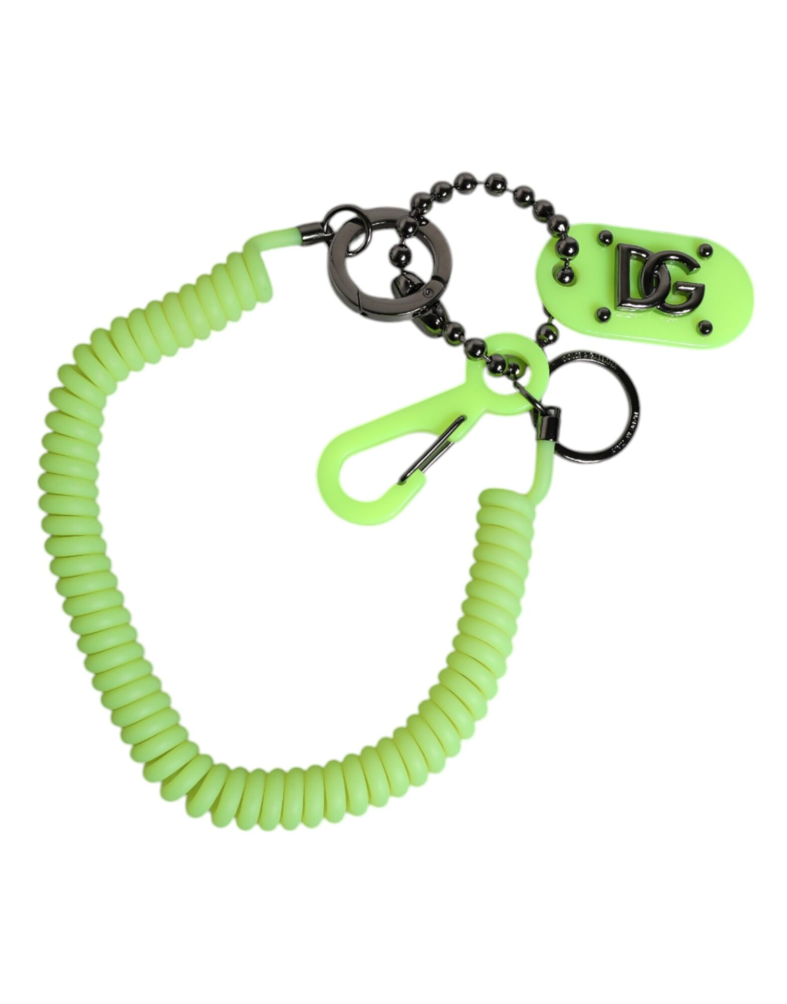 Dolce & Gabbana - Green Springy Key Holder DG Logo Men’s Keychain Keyring