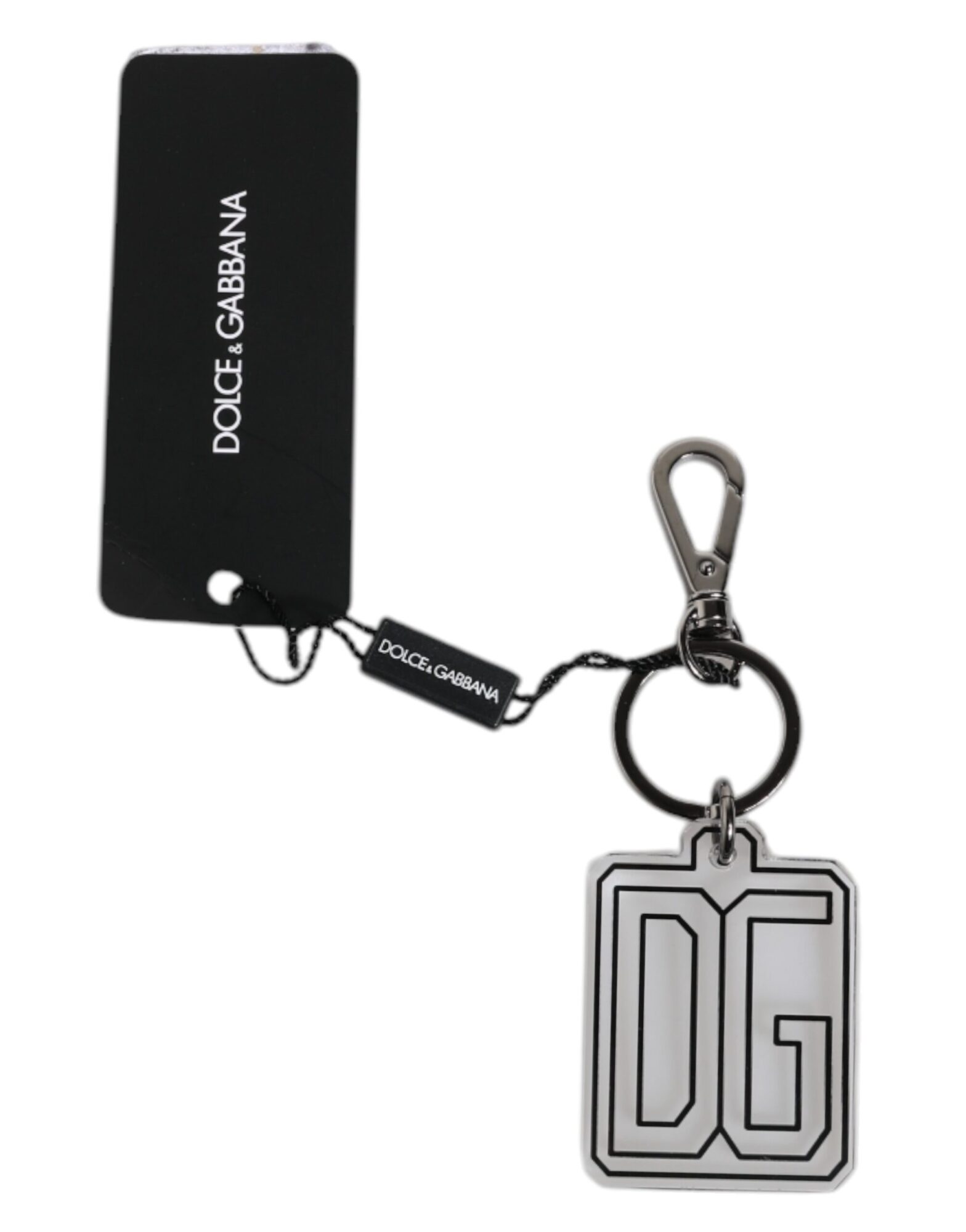 Dolce & Gabbana - Gray Black DG Rubber Logo Silver Men’s Keychain Keyring