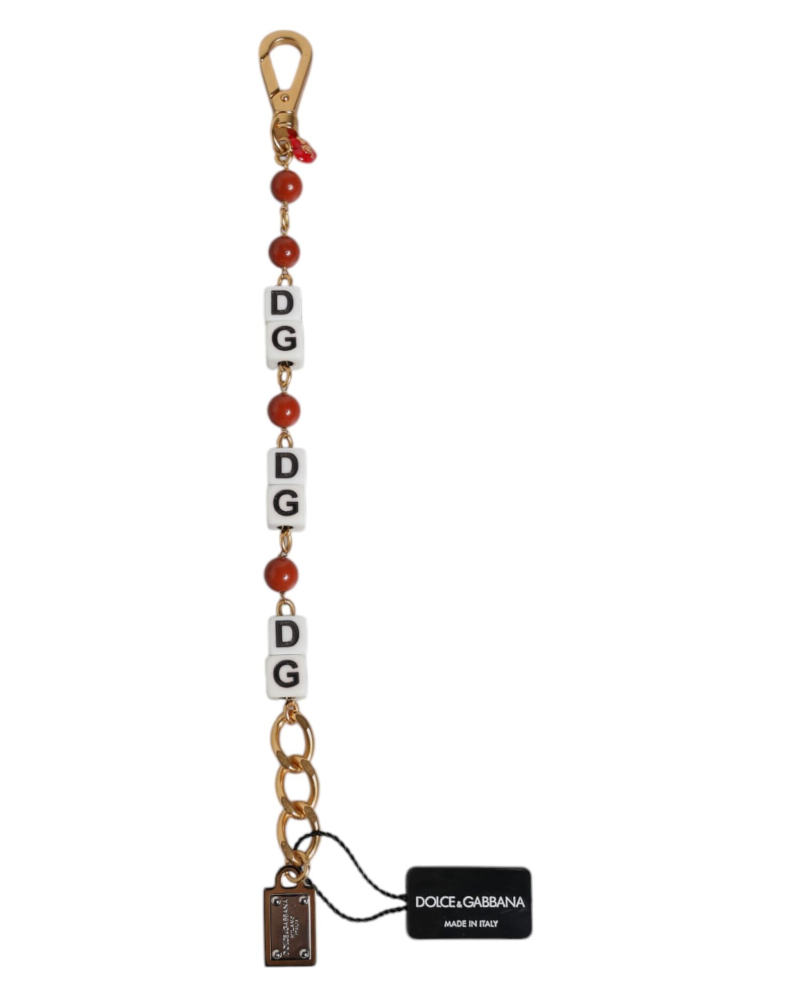 Dolce & Gabbana - Multicolor Gold Tone Brass Chain DG Logo Dice Bracelet