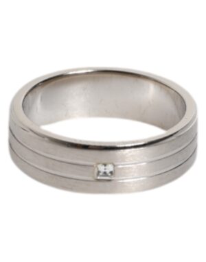 Silver Tone Brass Clear Crystal DG Logo Ring