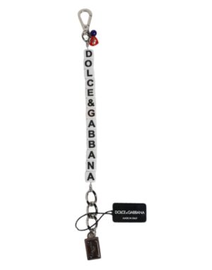 Silver Brass Chain Dice Logo Embellished Charm Bracelet
