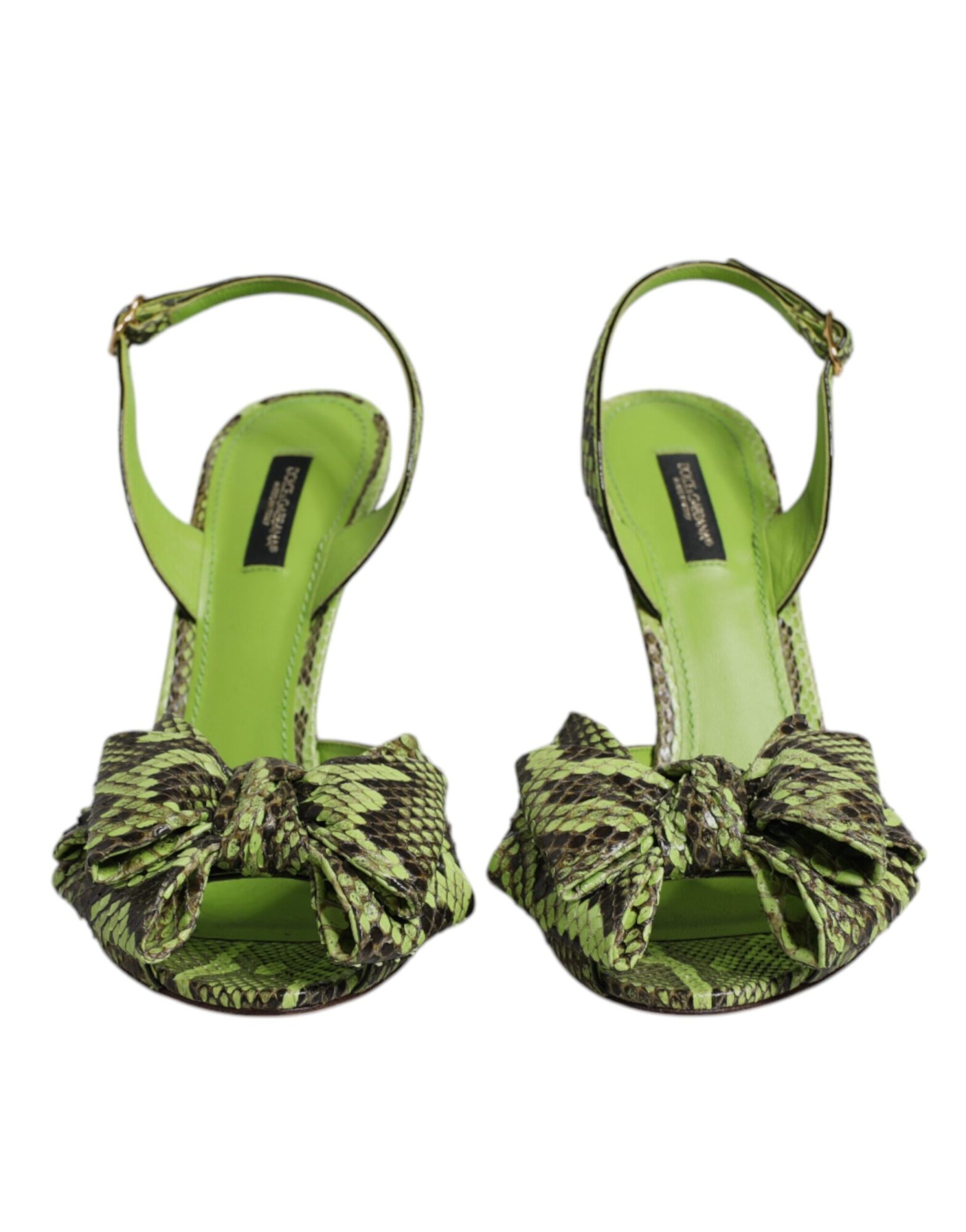 Dolce & Gabbana - Green Python Leather Heels Sandals Shoes